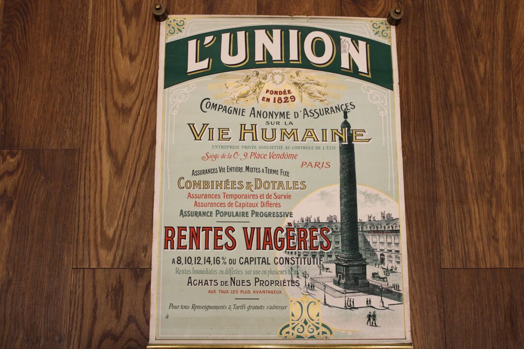 Null [海报] L'UNION保险公司的原始海报，插图：旺多姆广场。巴黎，Lith Vieillemard Fils et Cie。

尺寸：56 x 40&hellip;