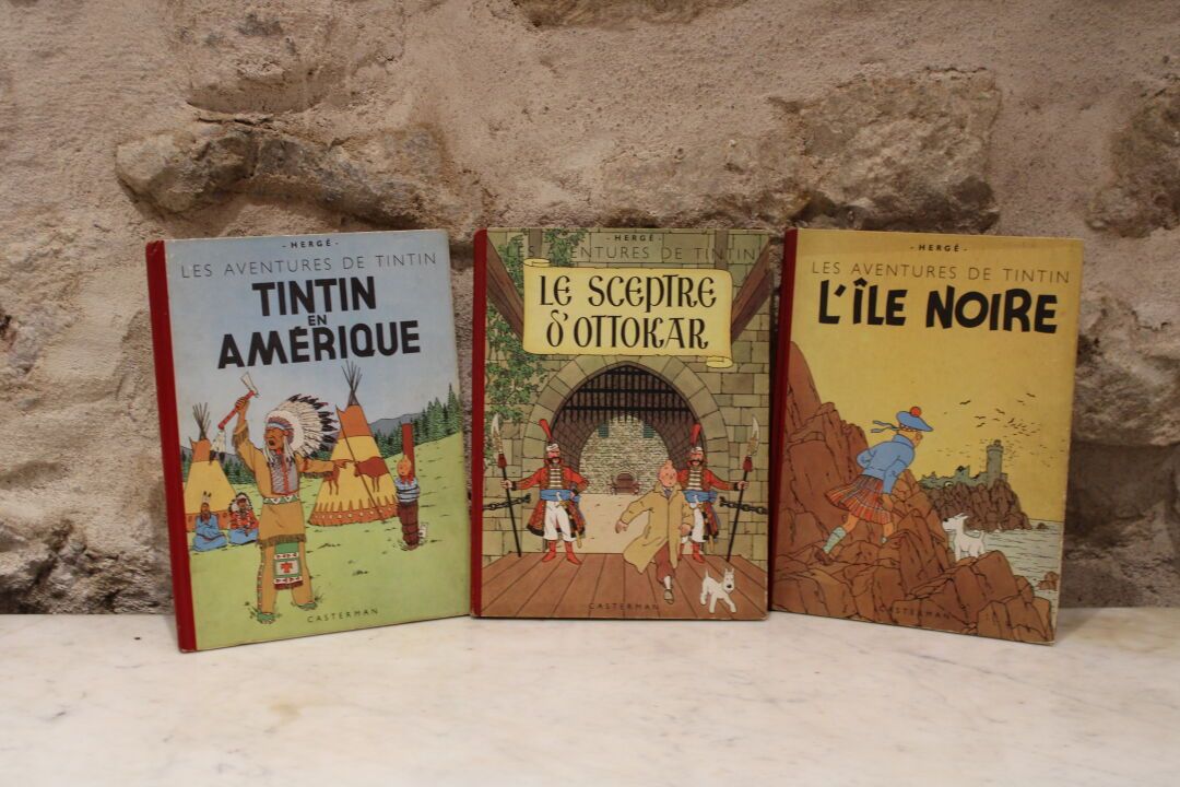 Null [TINTIN], Meeting of 3 comics HERGE Les Aventures de Tintin at Casterman To&hellip;