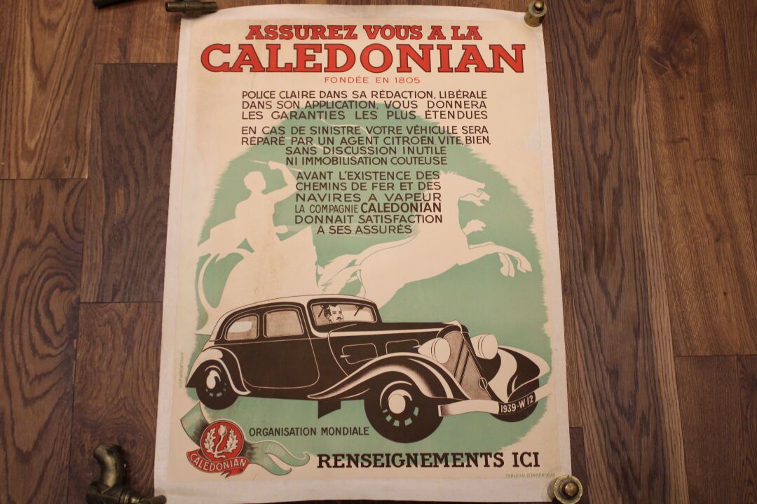 Null 海报]，原始稀有海报，CALEDONIAN保险. Appelboom et Cie.尺寸75 x 57厘米。