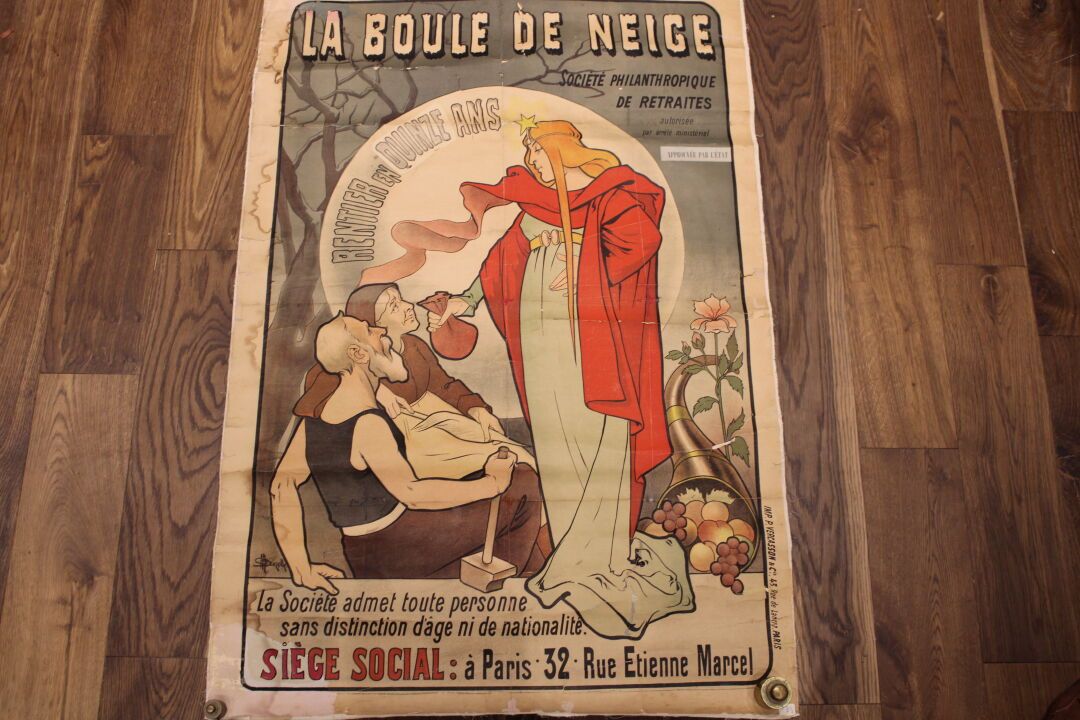 Null [AFFICHE], Affiche originale entoilée LA BOULE DE NEIGE, Société Philanthro&hellip;