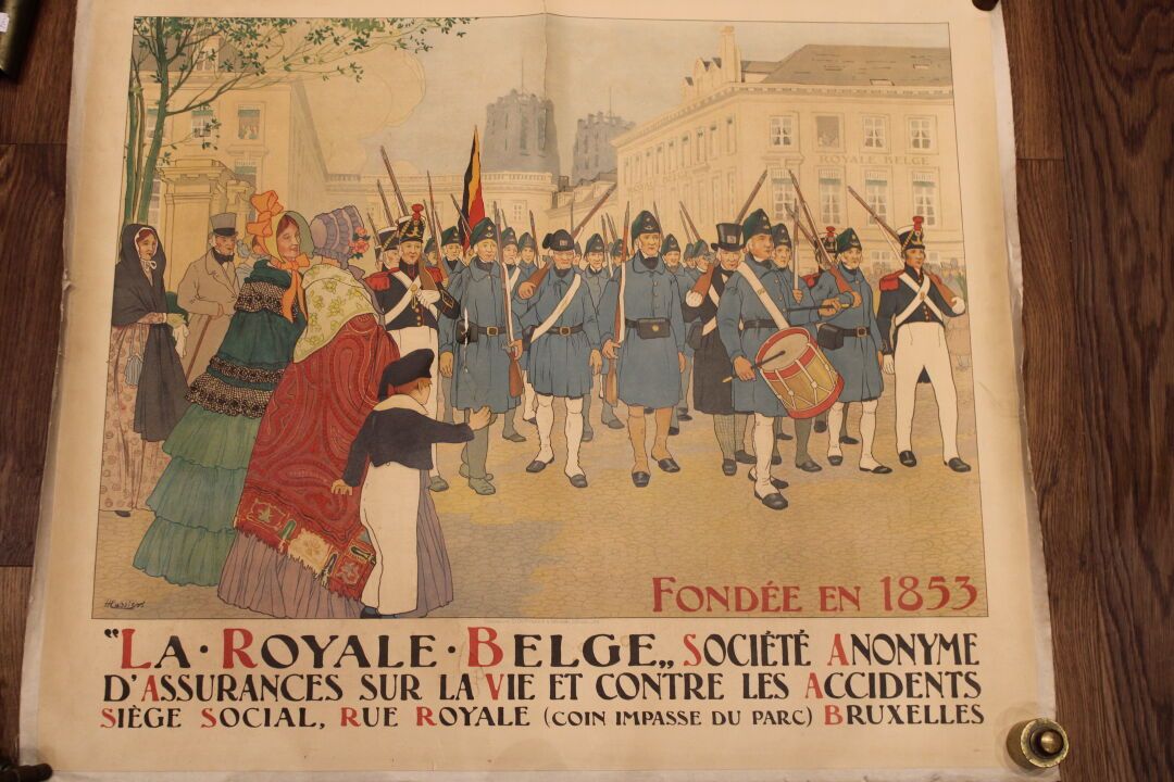 Null [海报]，原始帆布海报保险LA ROYALE BELGE布鲁塞尔，由H. Lassiers插图。稀有的

 Lith O. De Rycker et &hellip;