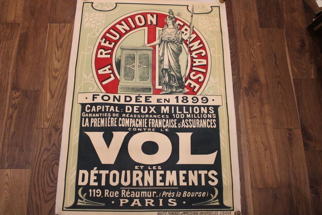 Null Poster originale su tela La réunion française Compagnie d'Assurances, Vol e&hellip;