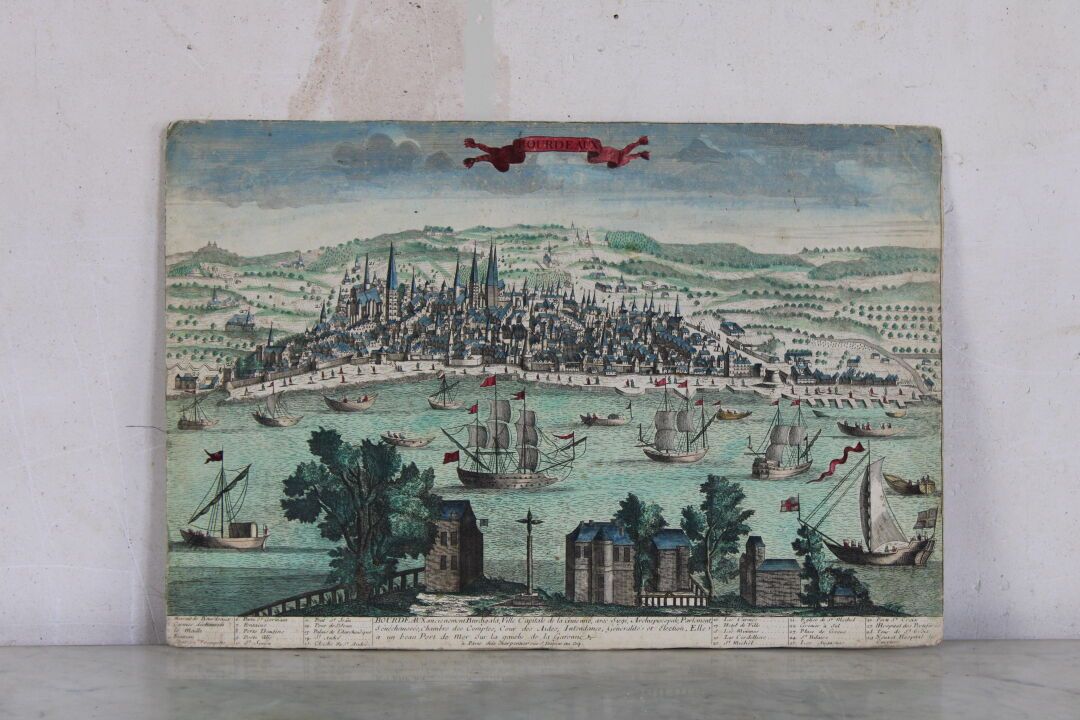 Null MARSEILLE市和港口，以及BORDEAUX市的透视图。18世纪（约1760年）。



两幅带标题的18世纪透视图，两面都是时代色彩。铺纸铜版画&hellip;