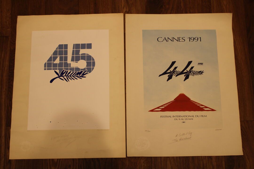 Null [海报]，第44届和第45届戛纳国际电影节（1991/92）的两张海报，由著名海报艺术家Phillipe Lemoine盖章和献词，EA。尺寸：44 &hellip;