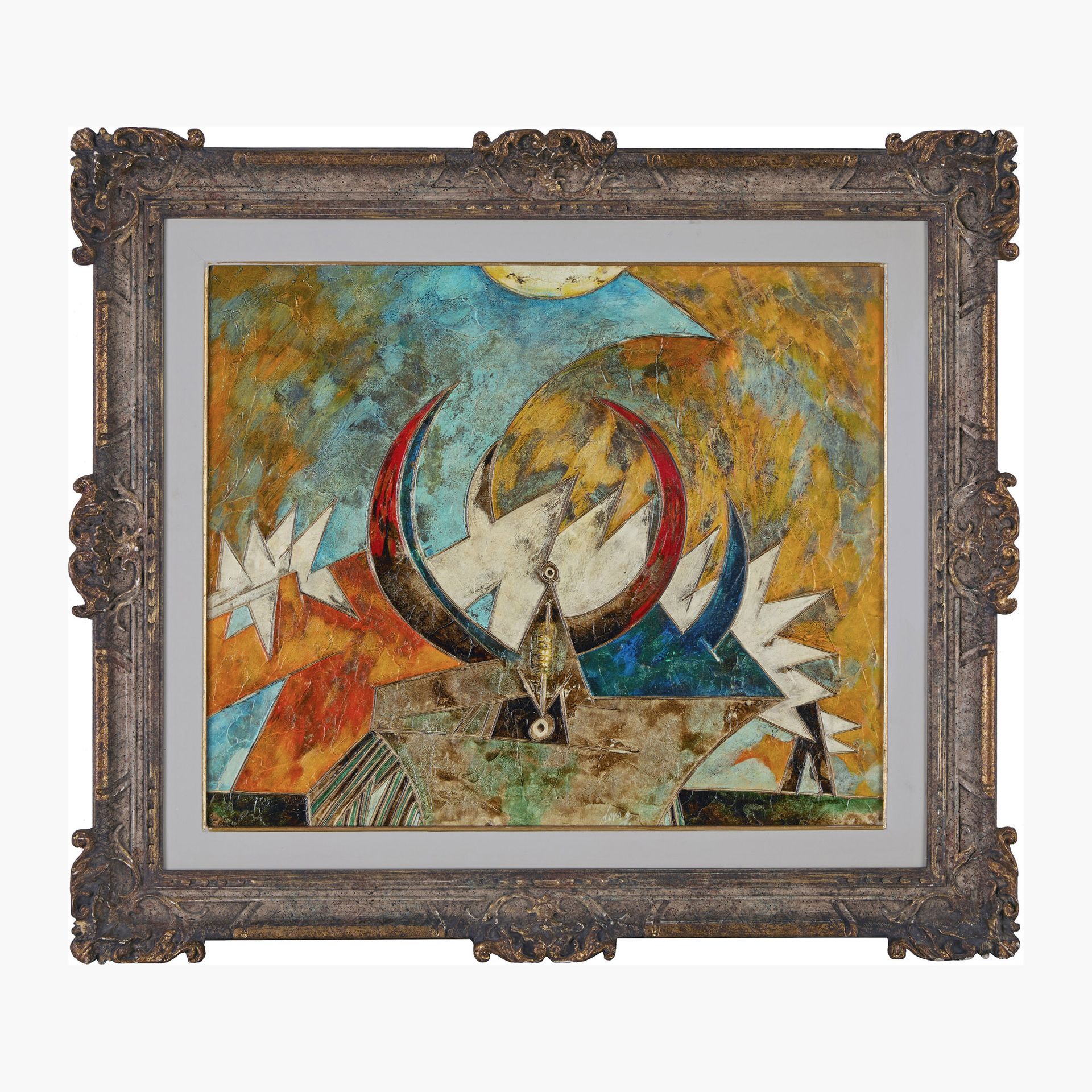 Gianni Dova 吉安尼-多瓦，公牛的显灵



1964

布面油画

高50 x 长60厘米（高19.69 x 长23.62英寸）。



签名在中心&hellip;
