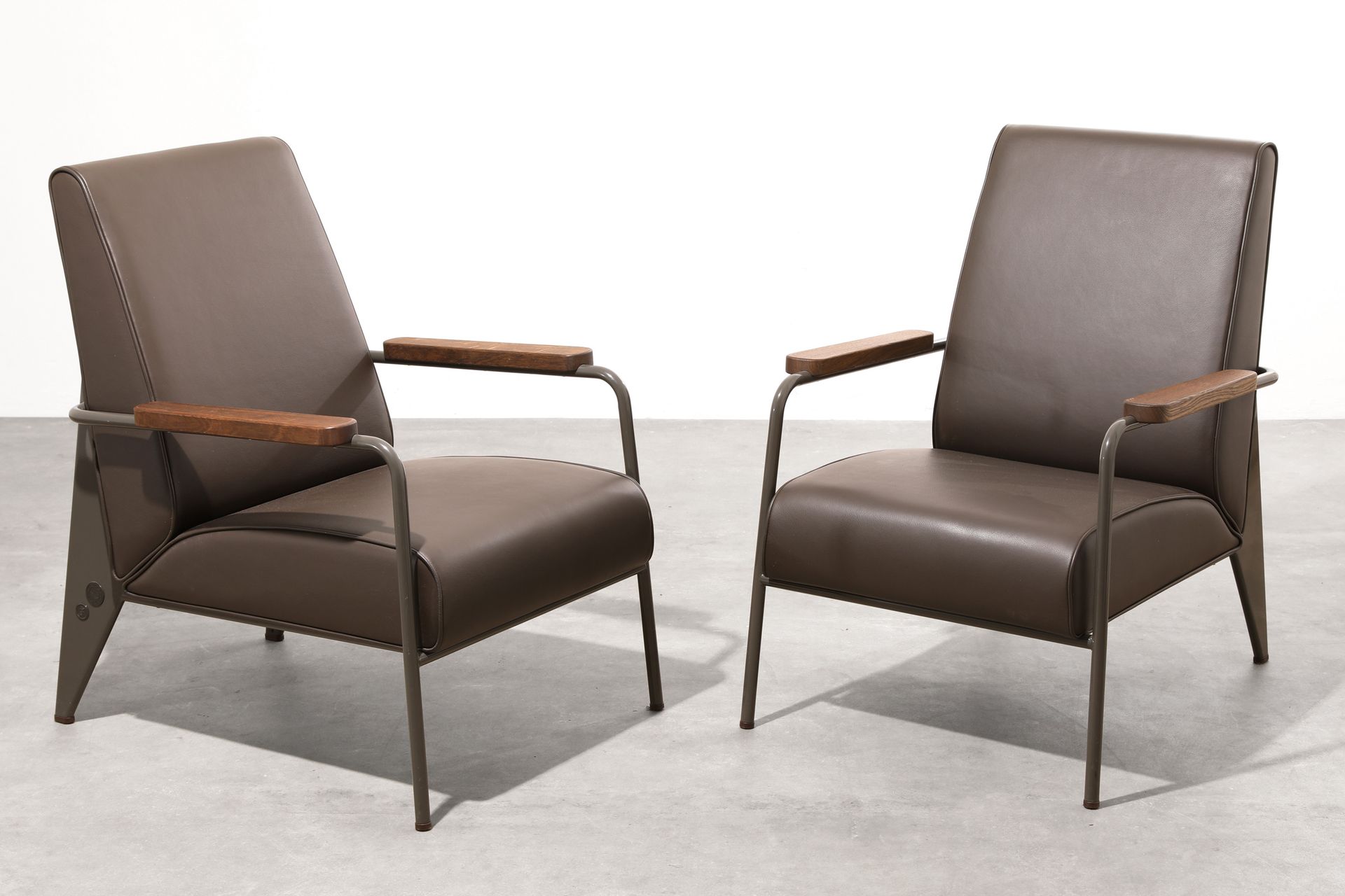 Jean Prouvé, Vitra, 2 chairs, model Fauteuil de Salon Haut limited edition for G&hellip;