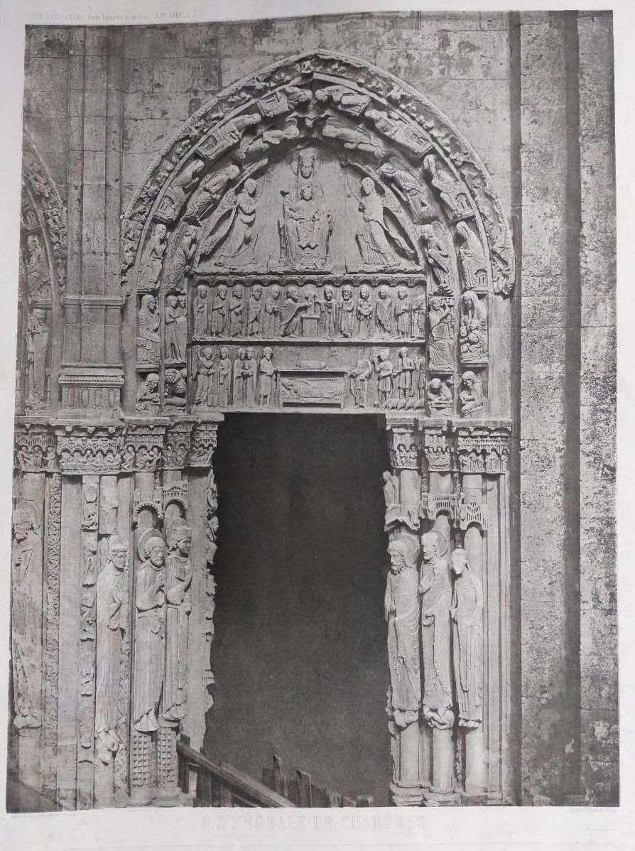 Charles Nègre (1820-1880) 欧几里德和毕达哥拉斯，沙特尔大教堂，皇家门户，1856年 非常大的钢质日光图，边缘印有说明，图像：60 x &hellip;
