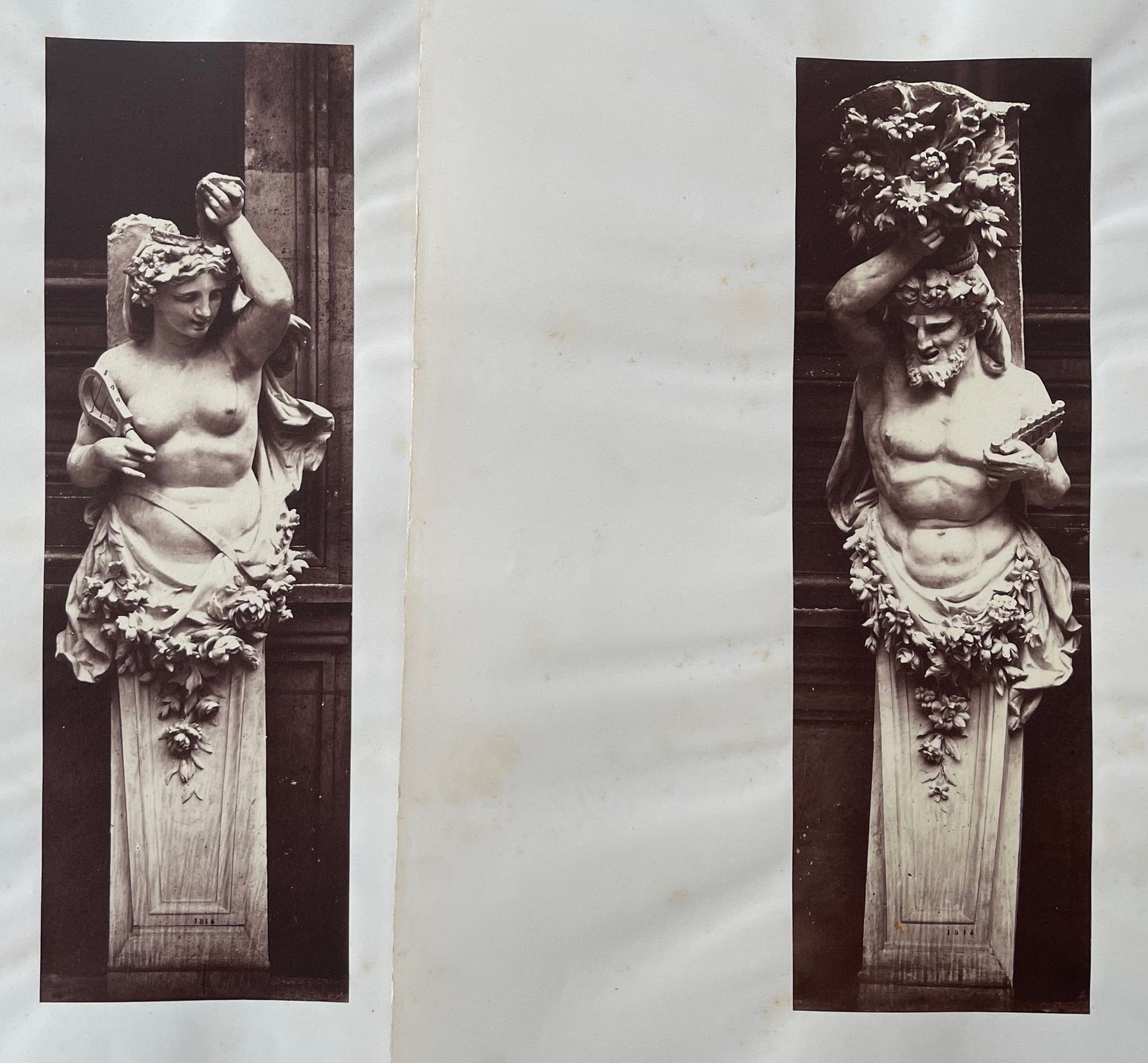 EDOUARD BALDUS (1813-1889) 
Éléments décoratif des Tuileries，巴黎，约1855年 两幅盐纸印刷品，金&hellip;