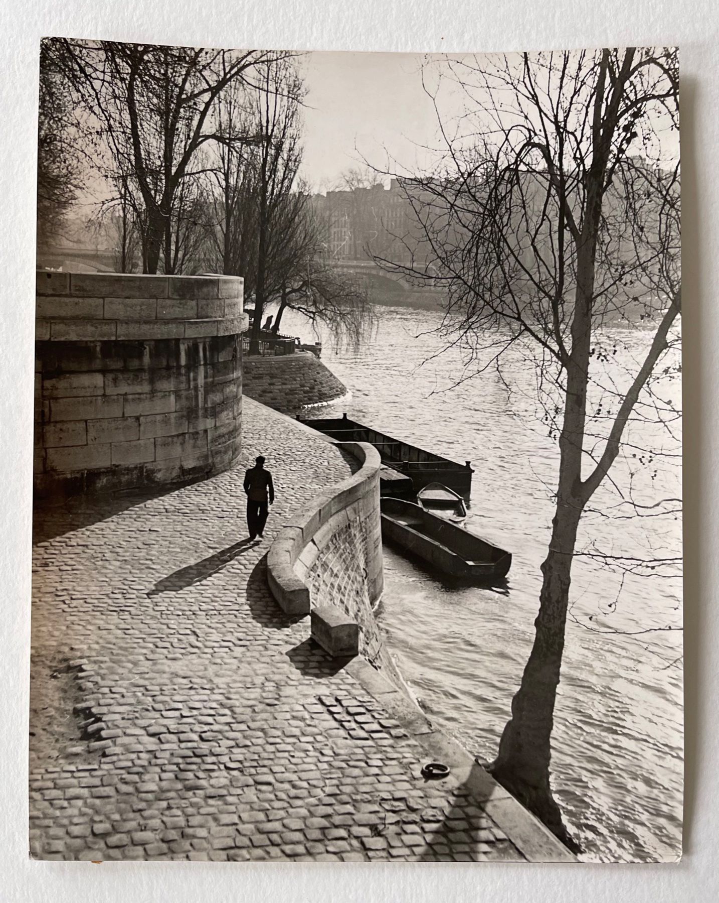 Mr. E. Marchesi (active 1939) On the Docks of Ile St. Louis c. 1939 Vintage silv&hellip;