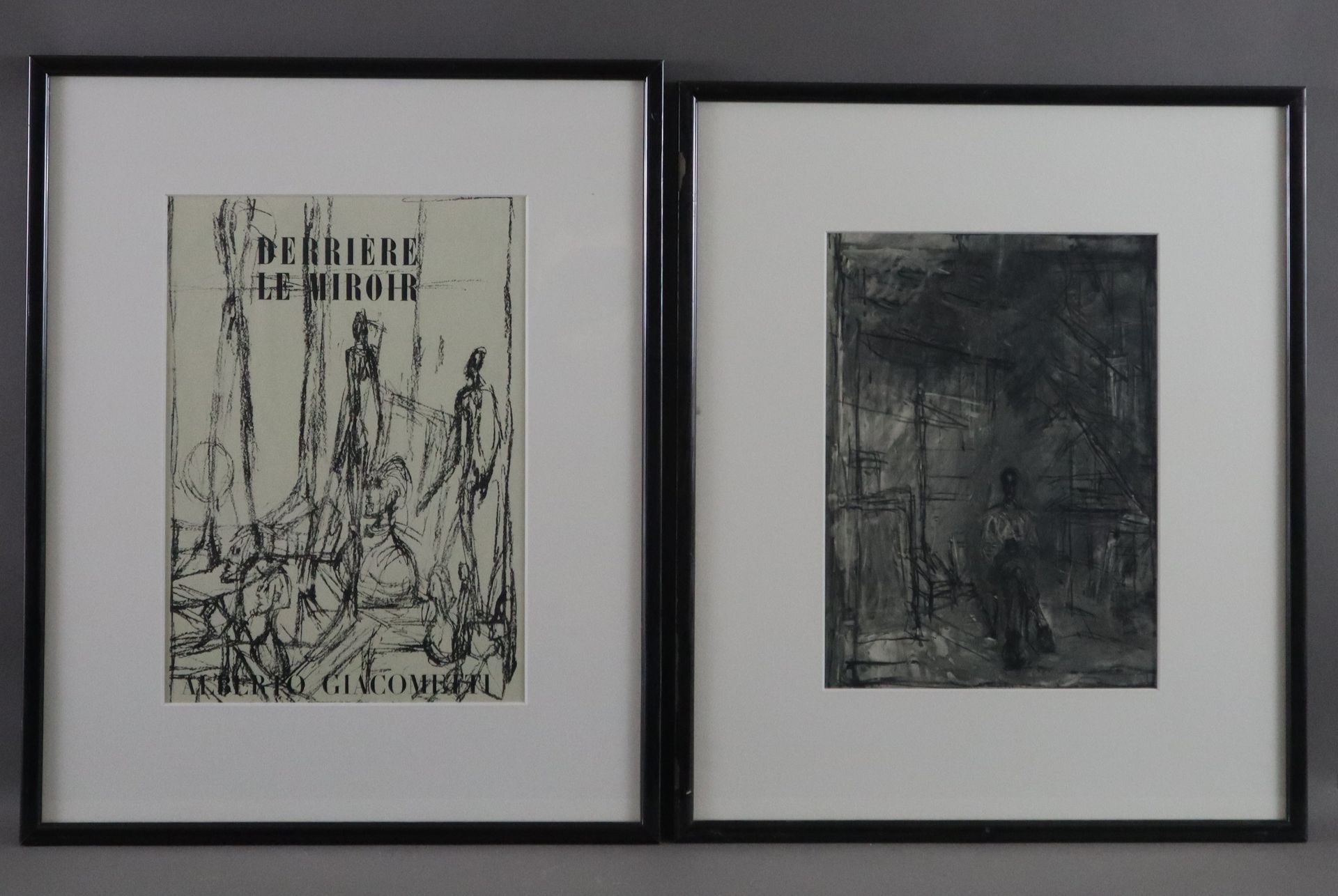 Null 贾科梅蒂，阿尔贝托(1901-1966) - 两幅原版石版画，出自《Derrière le Miroir》，1x封面，单独装裱在玻璃下的passepa&hellip;