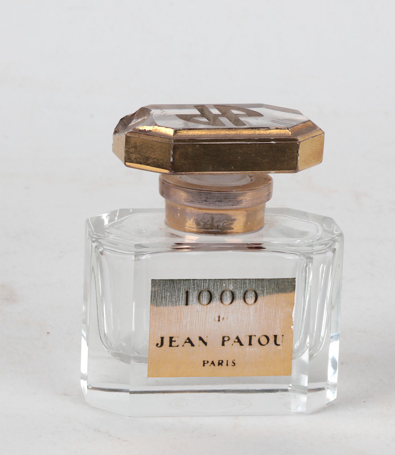 Null PATOU Jean，瓶子 "1000"，水晶（瓶盖上有缺口）。7X6X3，棕色盒子。