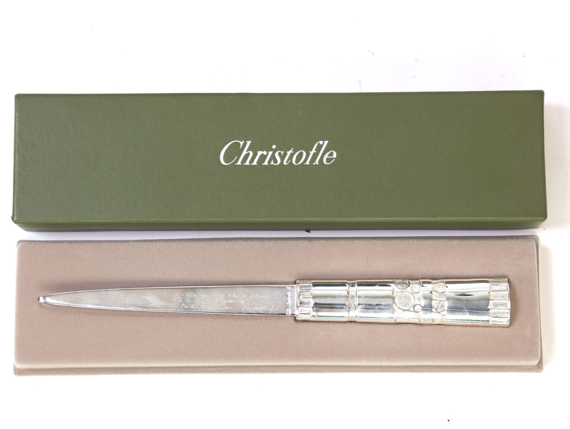 Null CHRISTOFLE, silver plated paper knife, 24 cm.