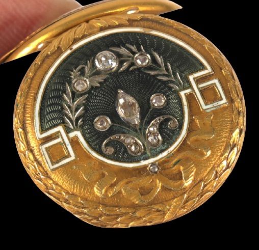 Null Orologio da tasca decorato con diamanti, foglie di palma, numeri arabi e la&hellip;