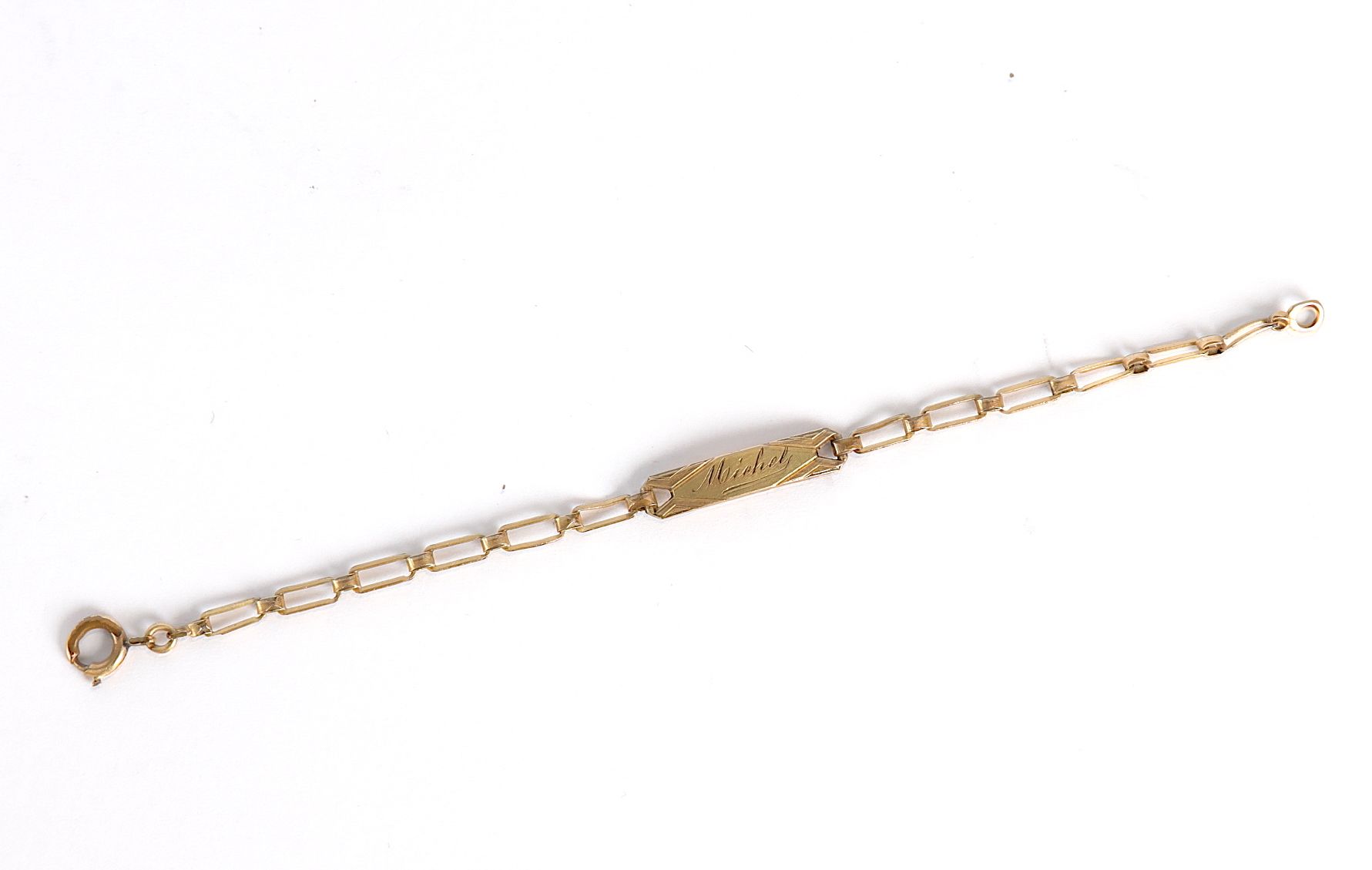 Null Bracelet of new born "Michel", in gilded metal, turn of wrist: 21 cm.