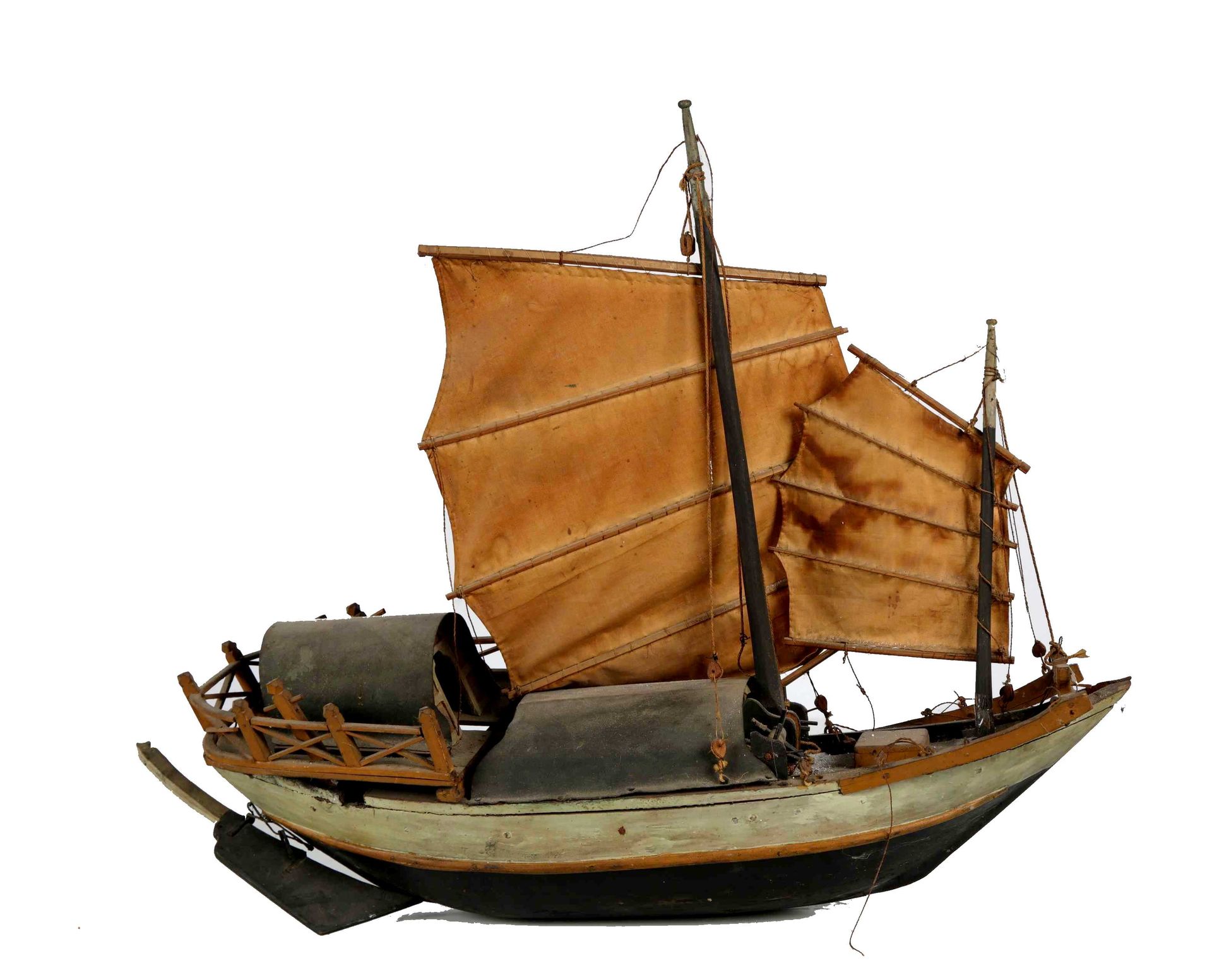 Null 
Beautiful wooden model of a Chinese junk presented with a sail outside and&hellip;