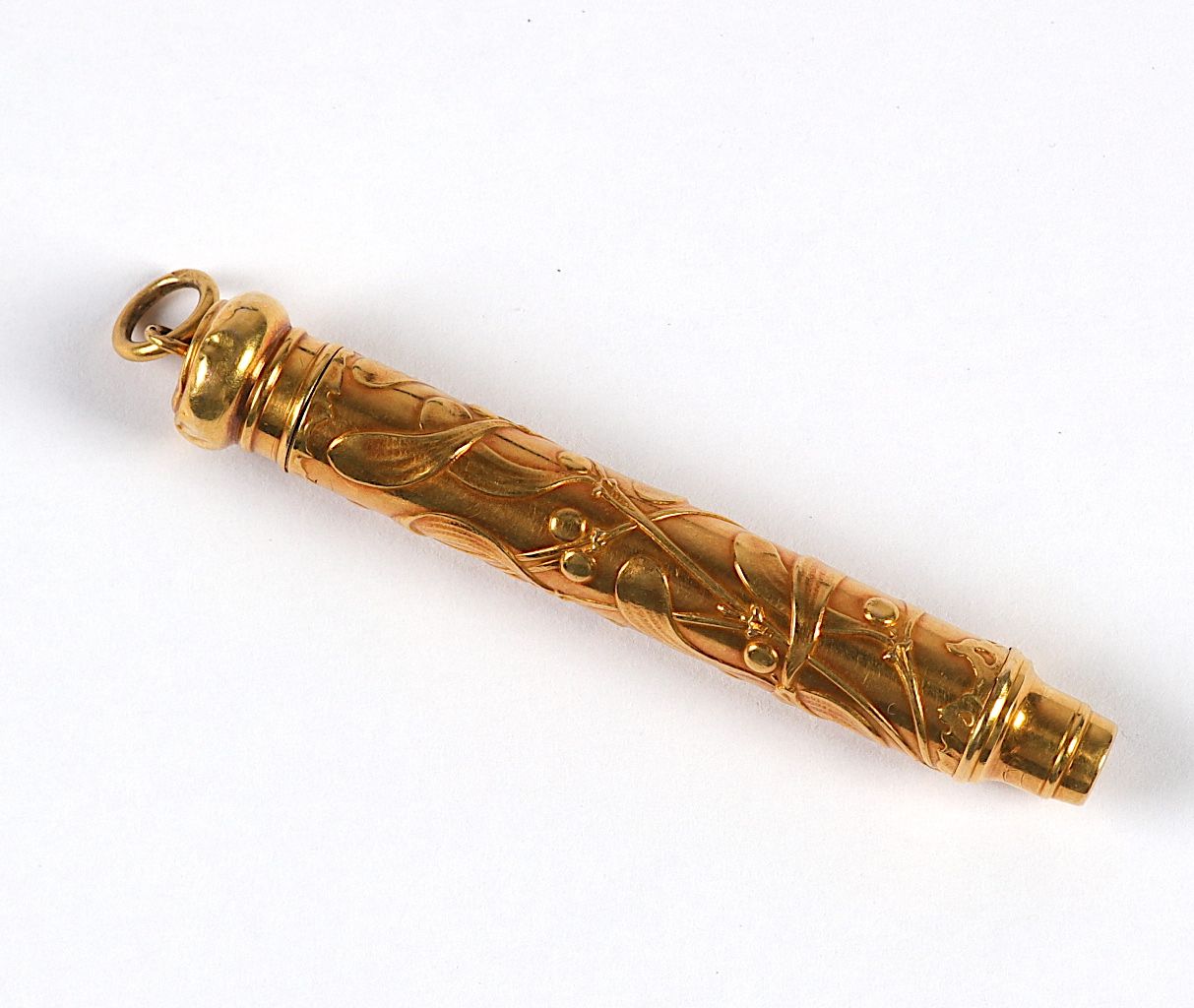 Null Penna in oro giallo 18 K (750°/°°), art nouveau, peso lordo: 20 g