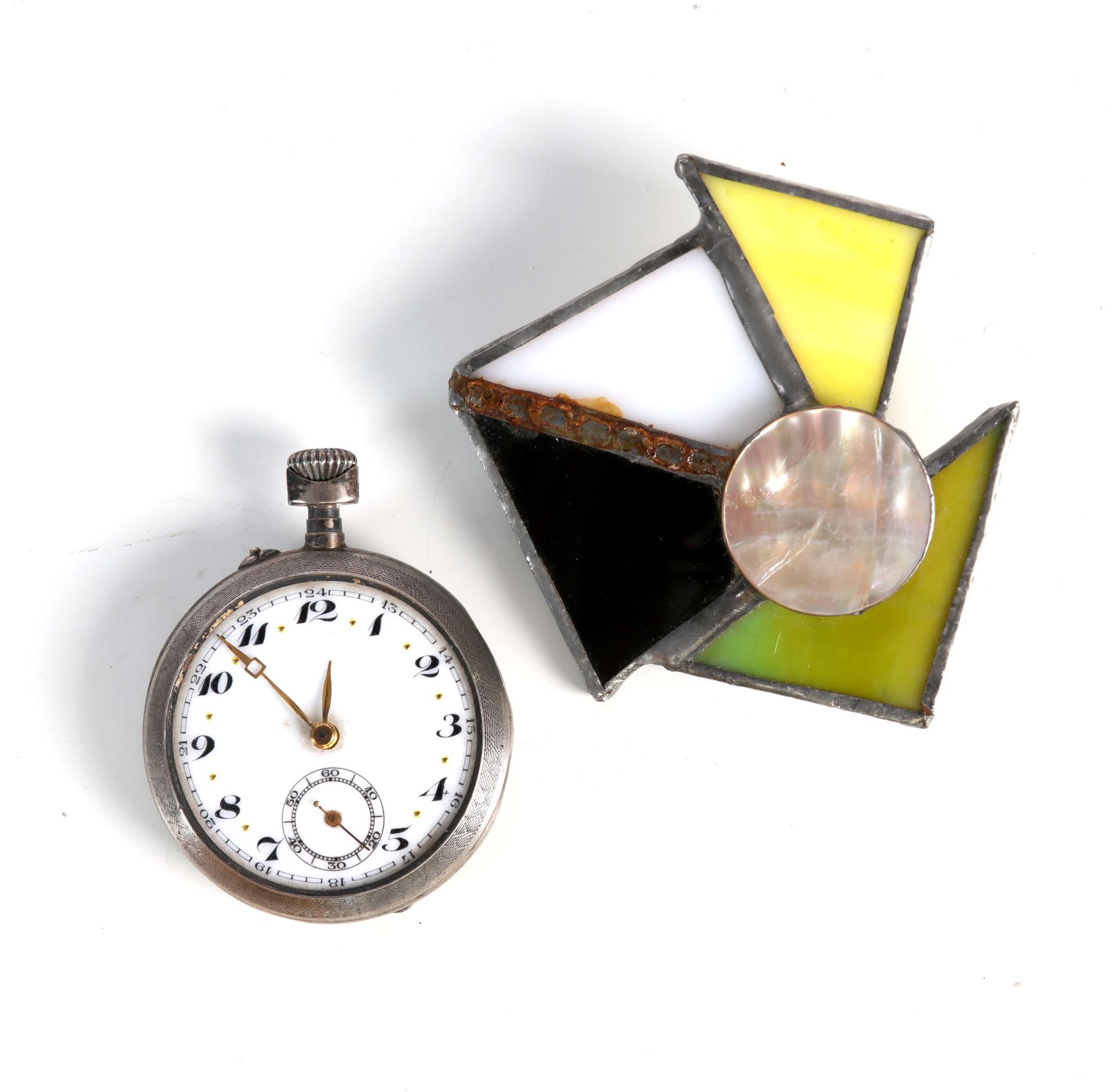 Null Reloj de bolsillo de metal blanco (sin cristal), números romanos, trotadora&hellip;
