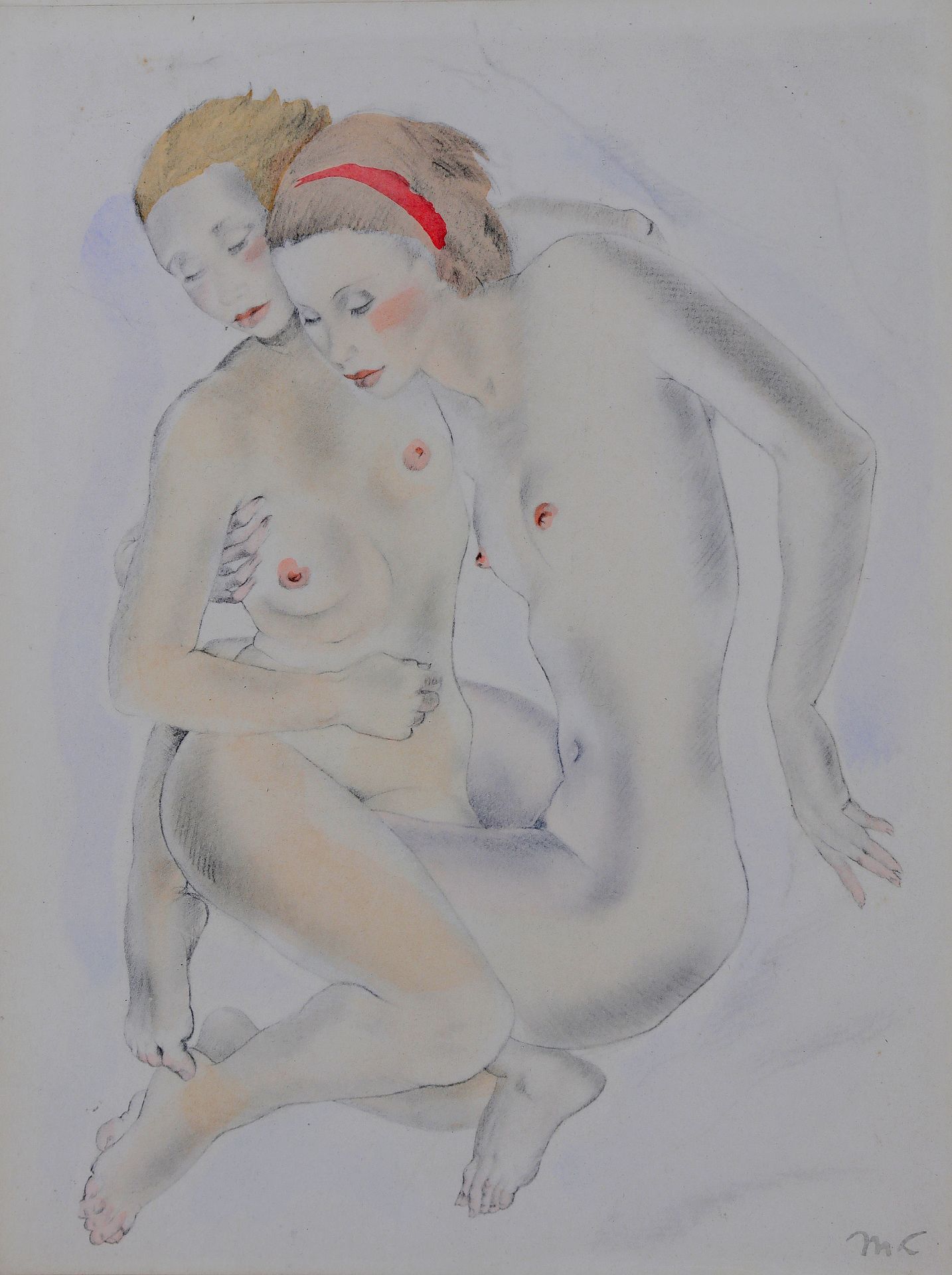 Null 
LYDIS Mariette (1894-1970)，两个裸体的朋友，sbd，石版画，22X17