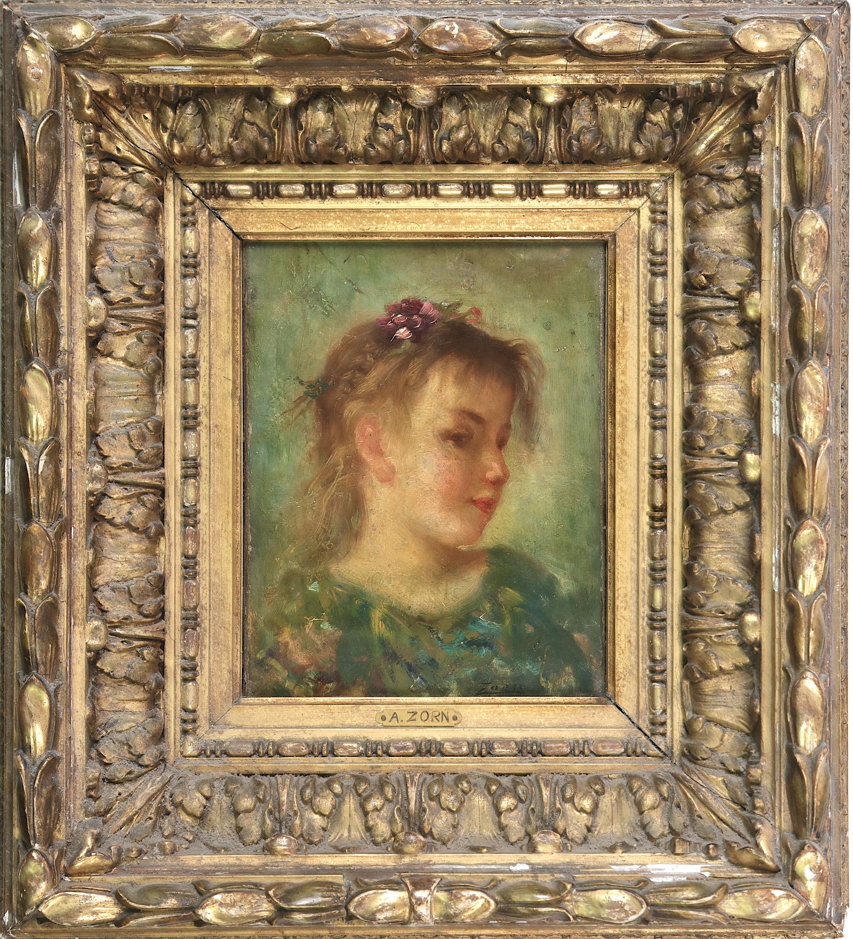 Null 
Anders ZORN (1860-1920) attribué à, Ecole suédoise, portrait de jeune fill&hellip;