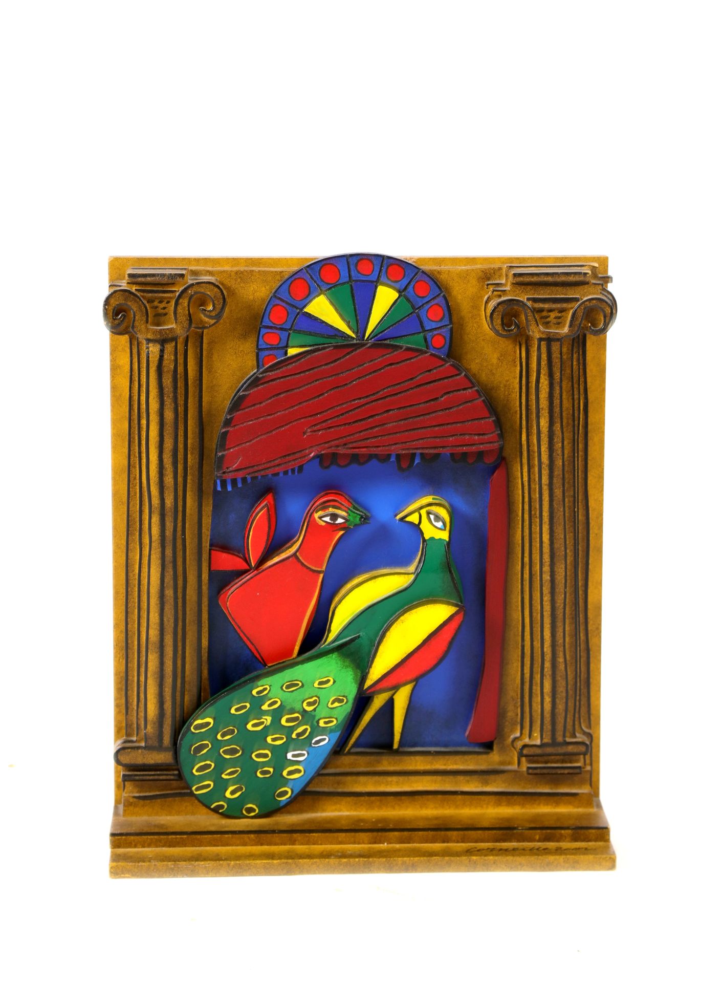 Null CORNEILLE (1922-2000), dos pájaros, múltiple, 14/100, 2002, madera pintada.&hellip;