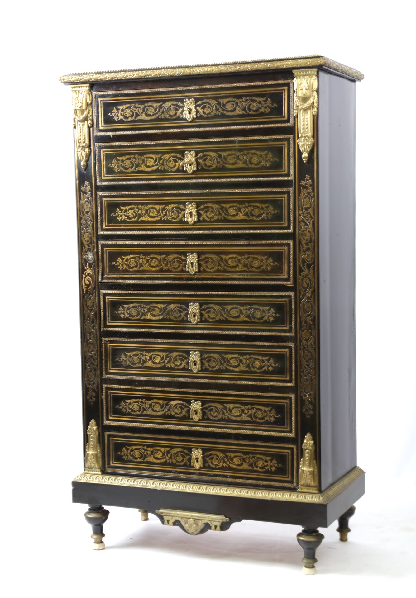 Null DIEHL, Secretary with flap, opening with 5 drawers in marquetry known as "B&hellip;
