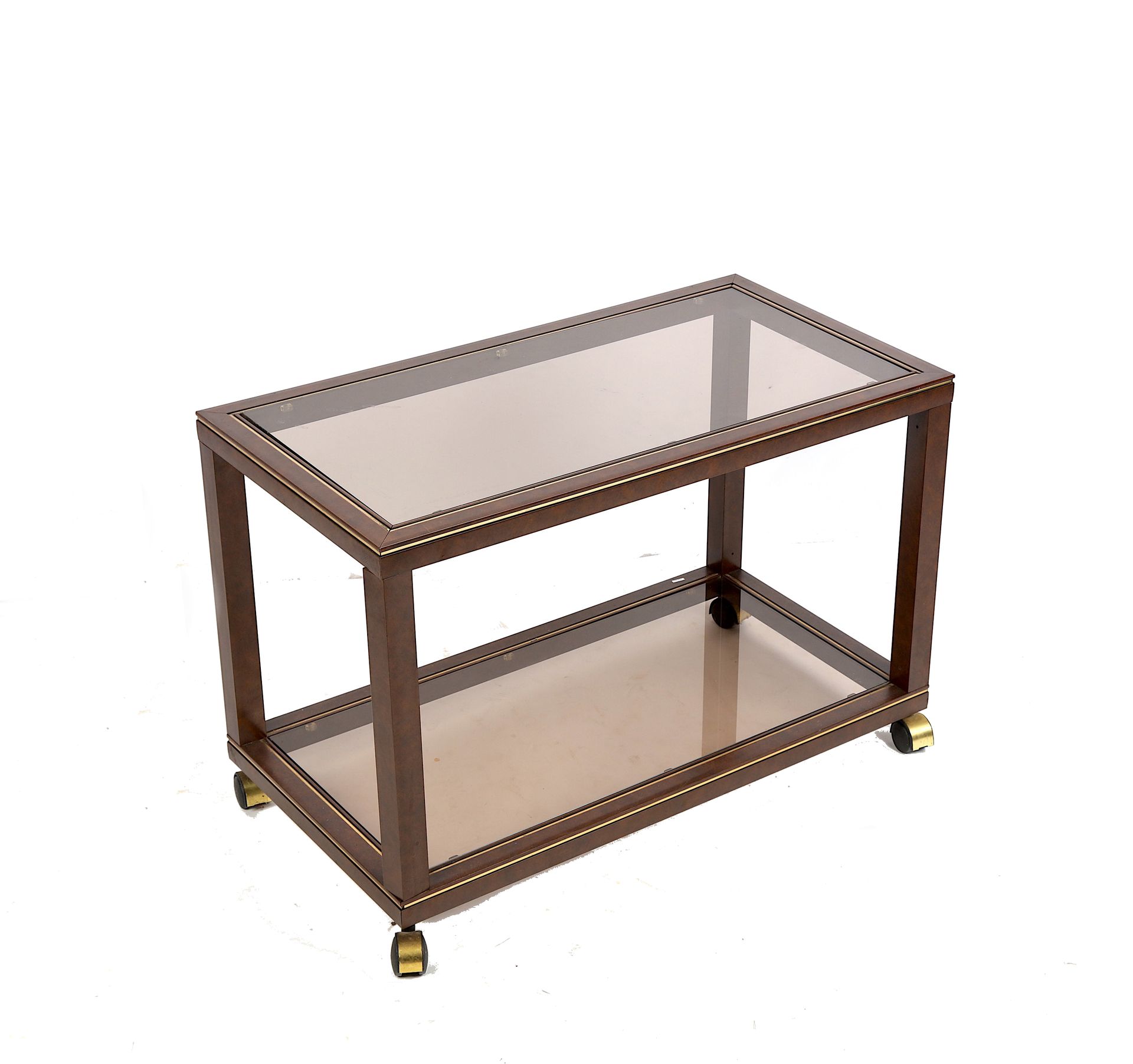 Null Coffee table with two smoked glass tops, castors, 40X75X51