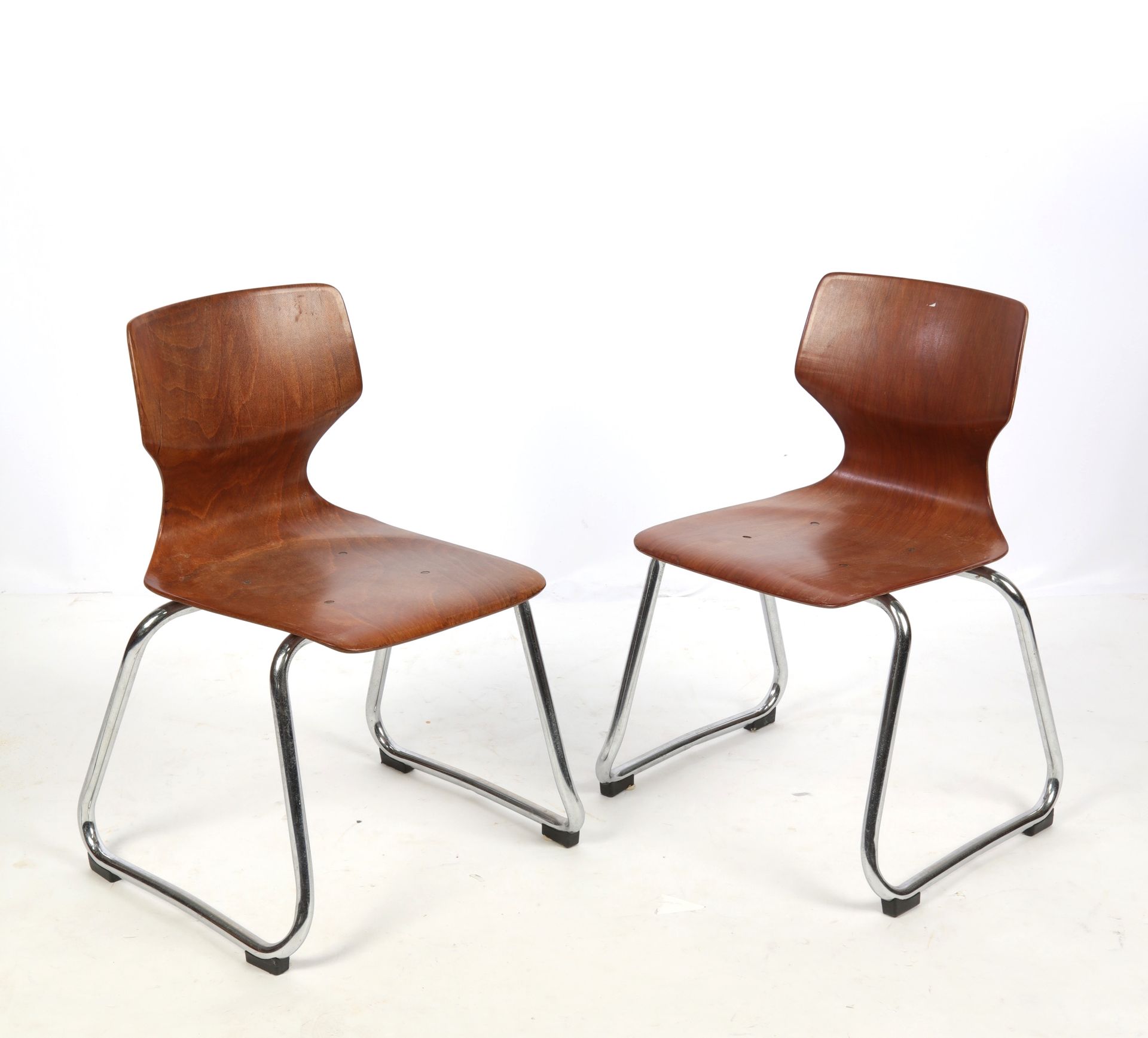 Null KUSCH & CO, pair of children's chairs, chromed tubular structure, laminated&hellip;
