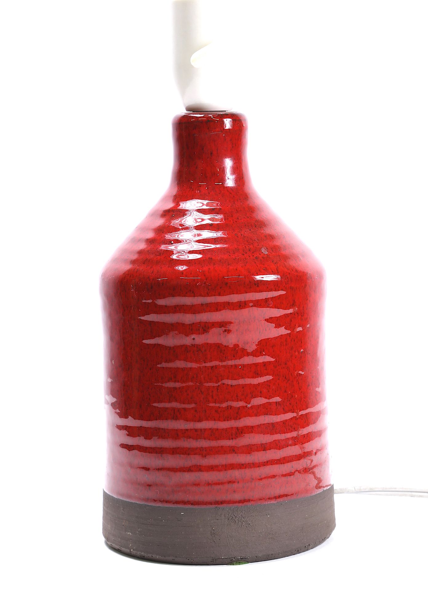 Null BELKA Stentoj, DENMARK, brick red enamelled earthenware lamp, abstract deco&hellip;