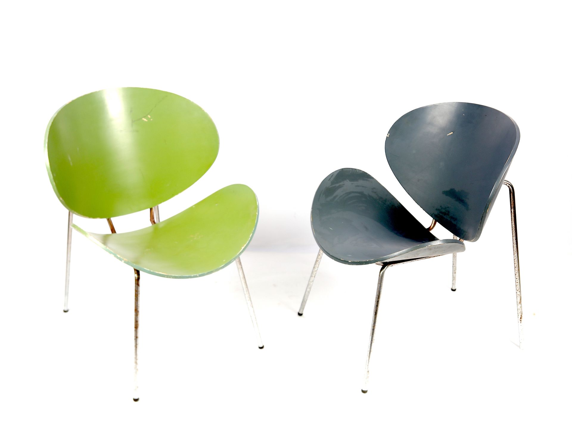 Null JACOBSEN Arne ( im Geschmack von) Paar grüne Sessel, geformtes Sperrholz, B&hellip;