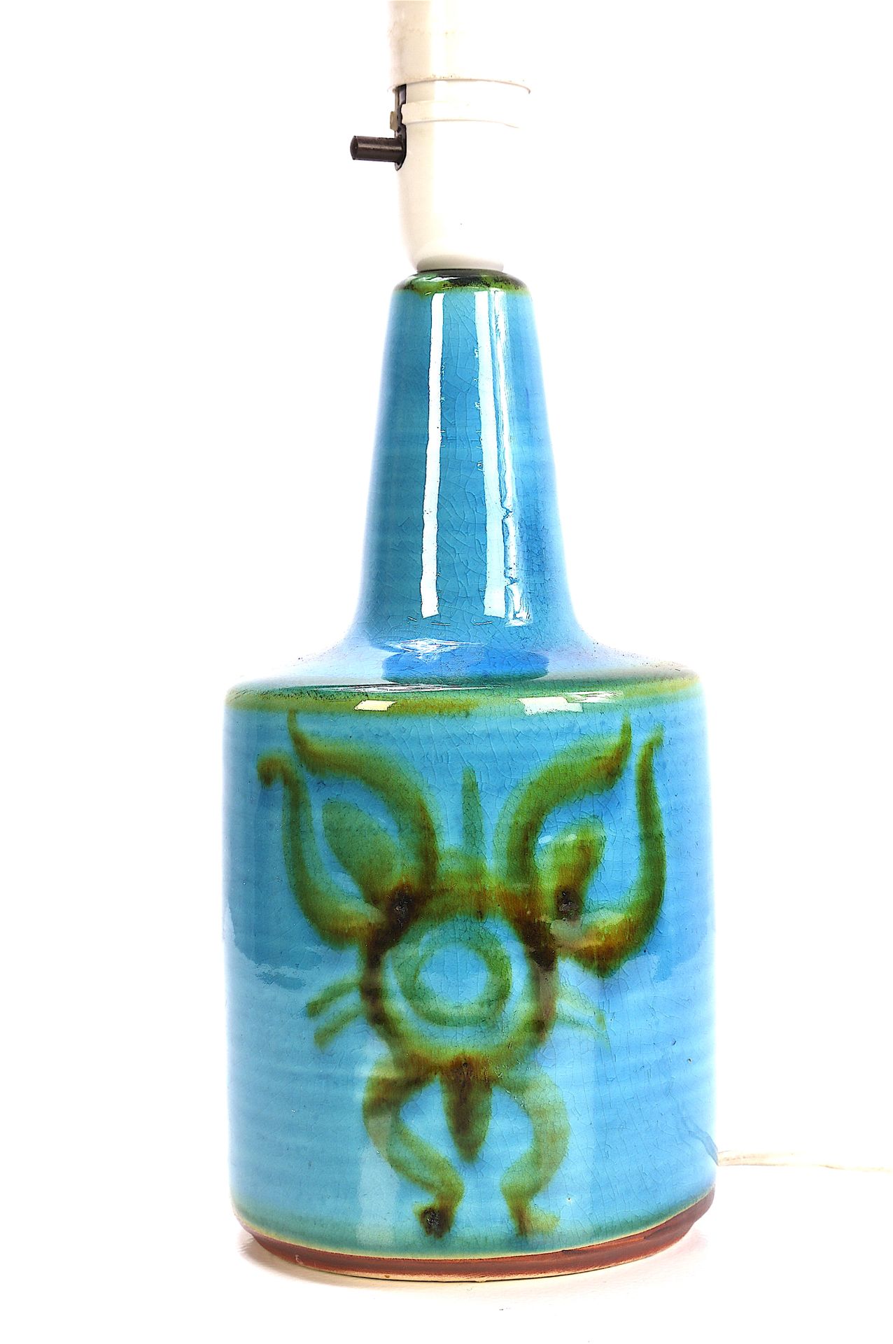 Null DANEMARK, lampe en faience émaillé turquoise translucide, décor abstrait. H&hellip;