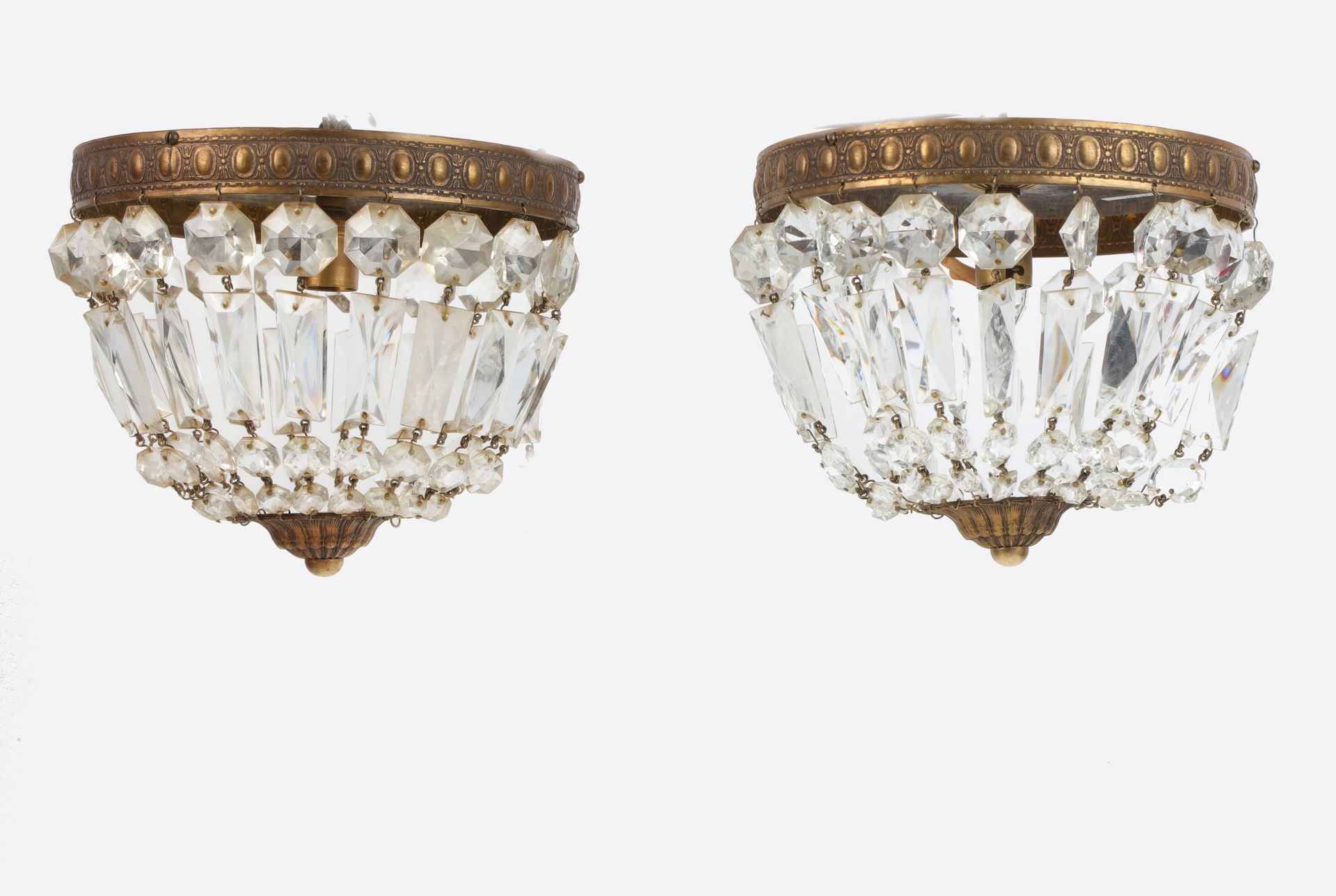Null Pair of "hot-air balloon" ceiling lights, decorated with glass crystals, 17&hellip;
