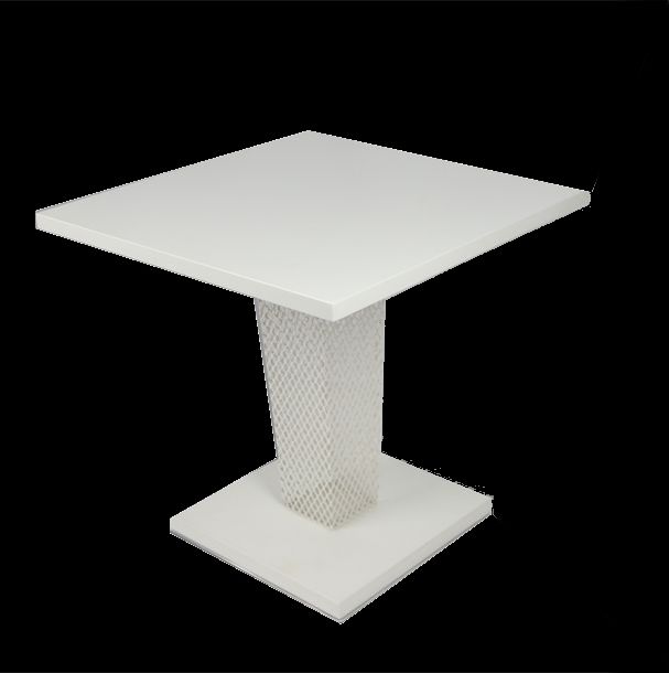 Null NAVONE Paola，Emu版，常春藤模型，白色金属板的方桌，镂空底座。(状况良好)。76X80X80