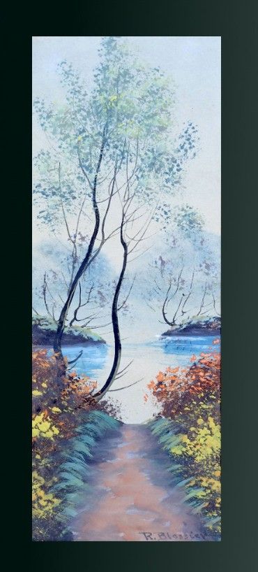 Null BLOSSIER R. 乡间小路，水彩画，SDD，41X20（有框架）。