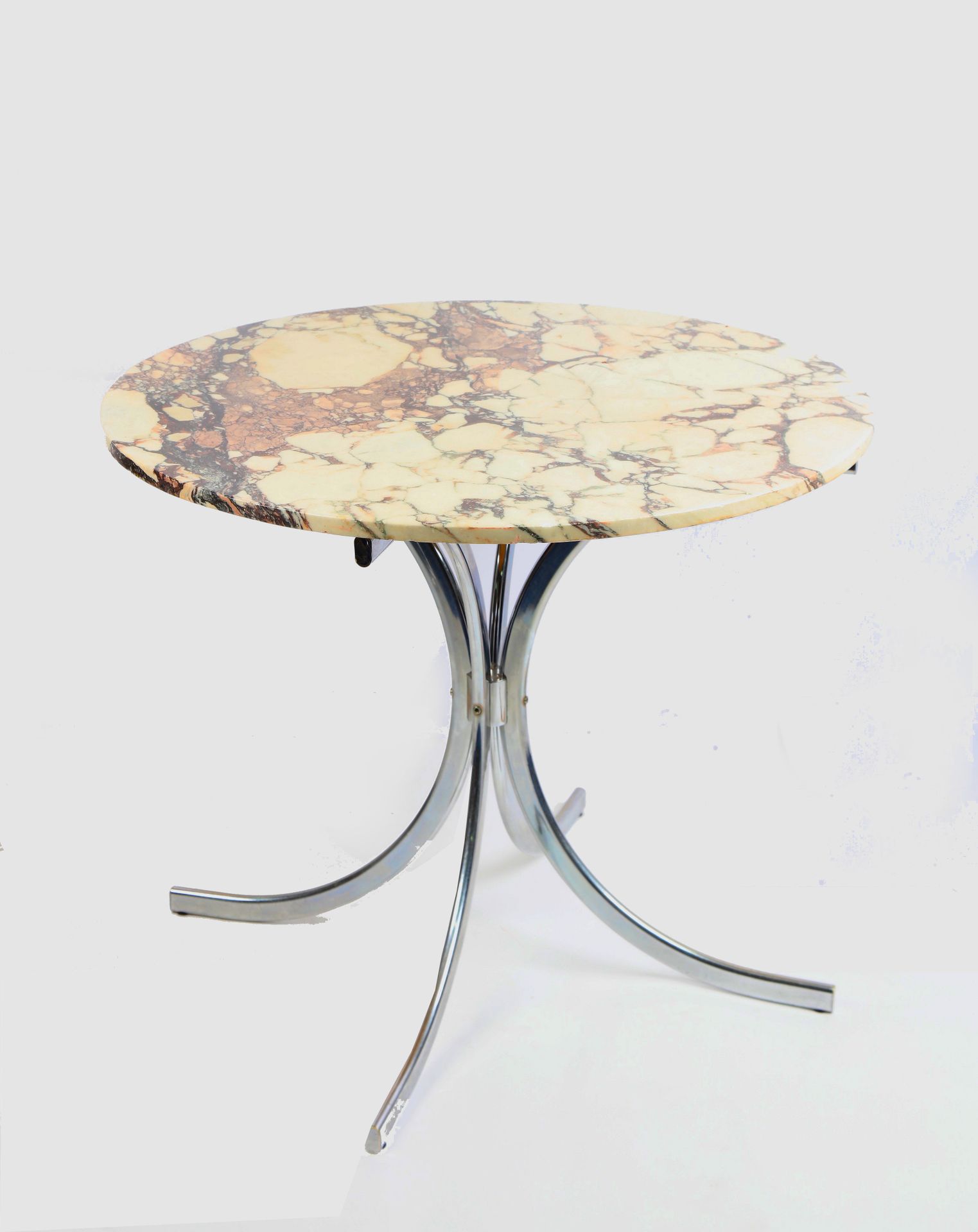 Null Table decorated with a circular marble top, metallic quatripod base, some c&hellip;