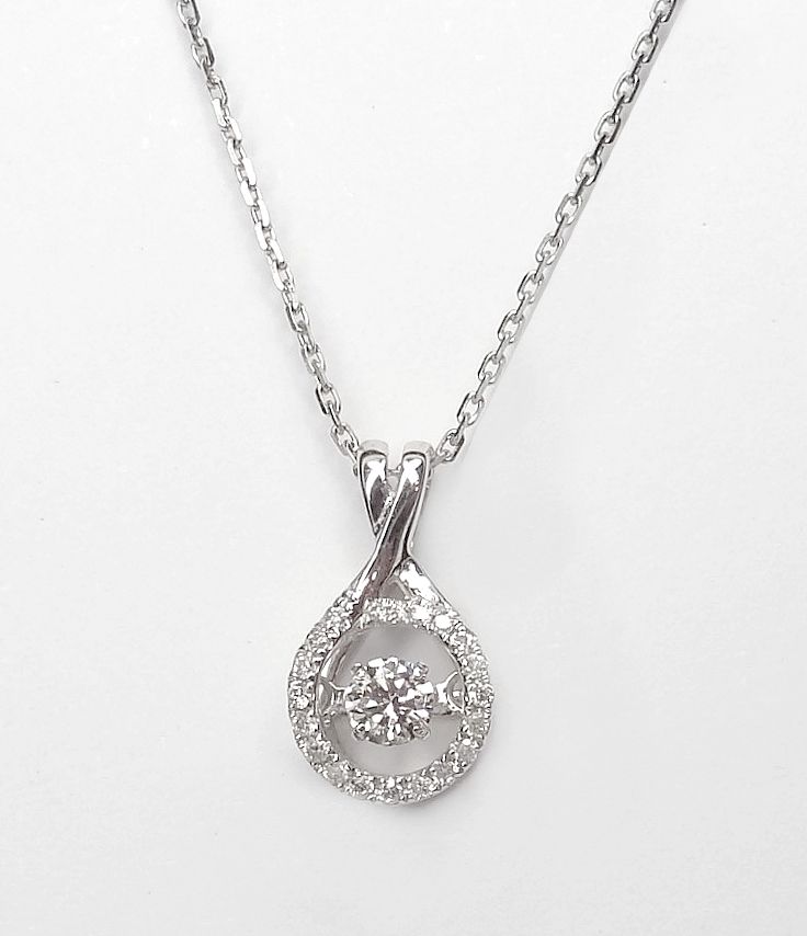Null Pendentif « dancing diamond » + chaîne maille forçat diamantée or blanc 750&hellip;