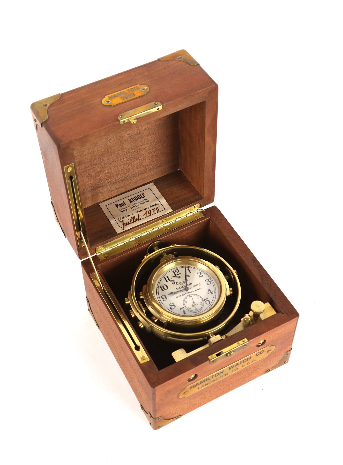 Null HAMILTON, Lancaster P.A., N°7004, Raro reloj marino con cardán, en caja de &hellip;