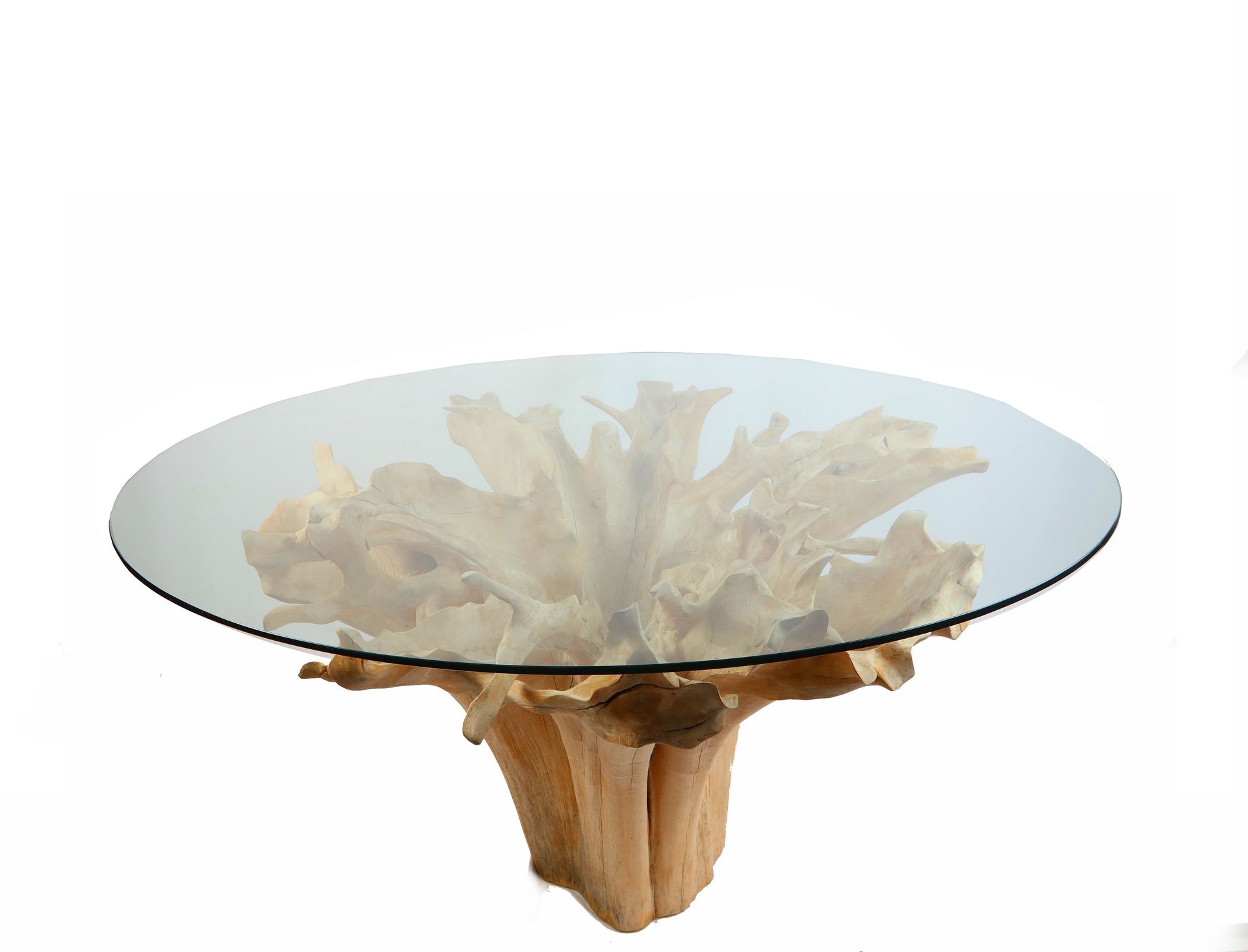 Null 
特殊和罕见的桌子，由雕刻的柚木底座制成，一体成型，玻璃桌面（这个桌子可以放在室内或室外）。160X82