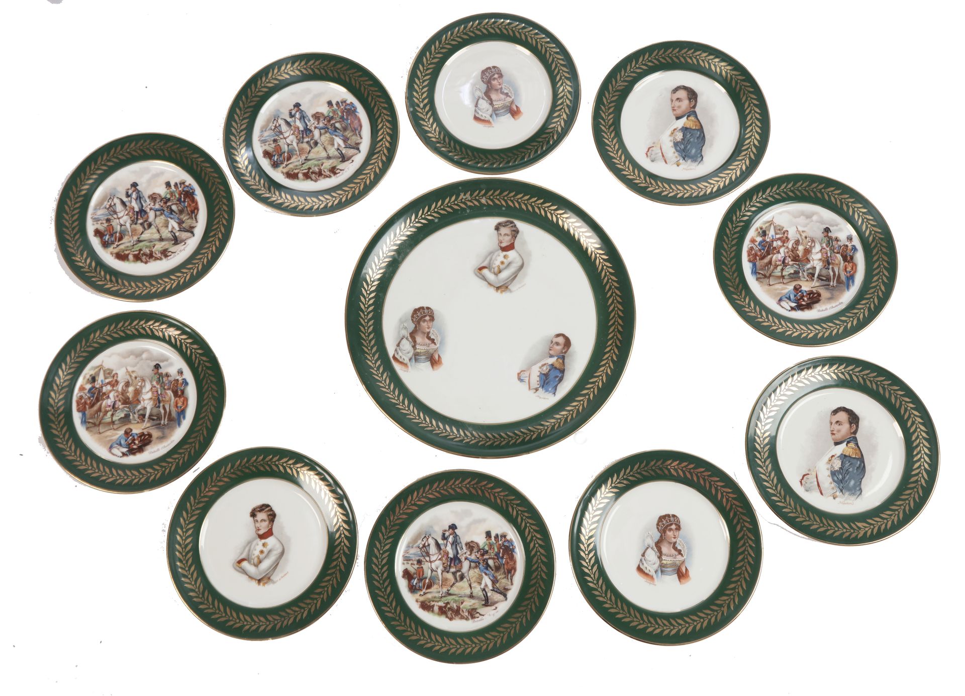 Null 利摩日，拿破仑一世服务，10个盘子（19厘米）和一个碟子（30厘米）。新的条件。