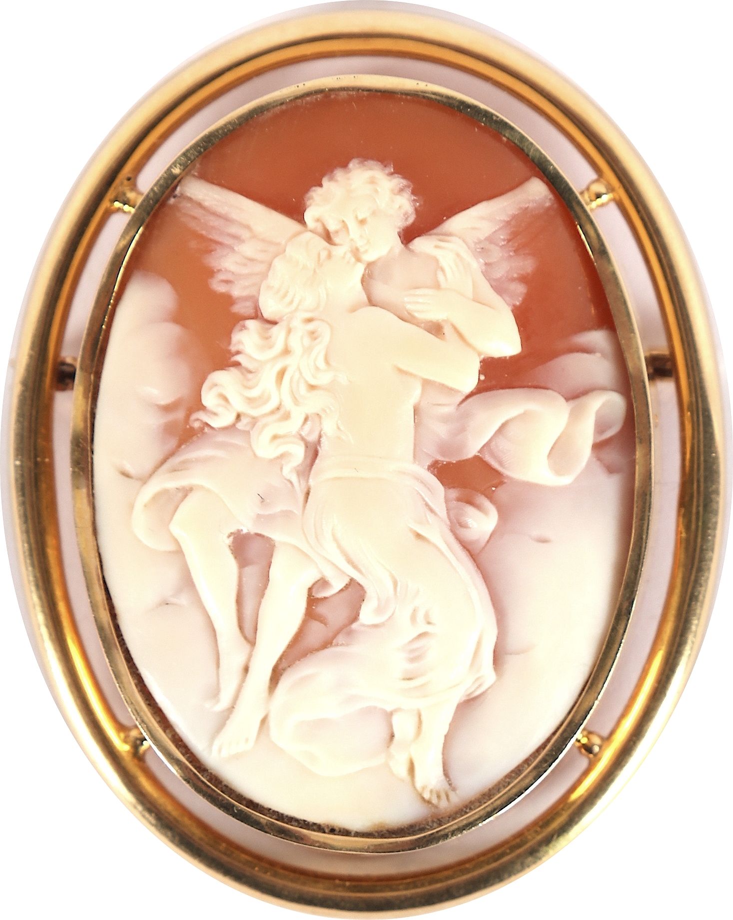 Null Medaglione in oro 18 carati decorato con un cammeo che rappresenta l'amore &hellip;
