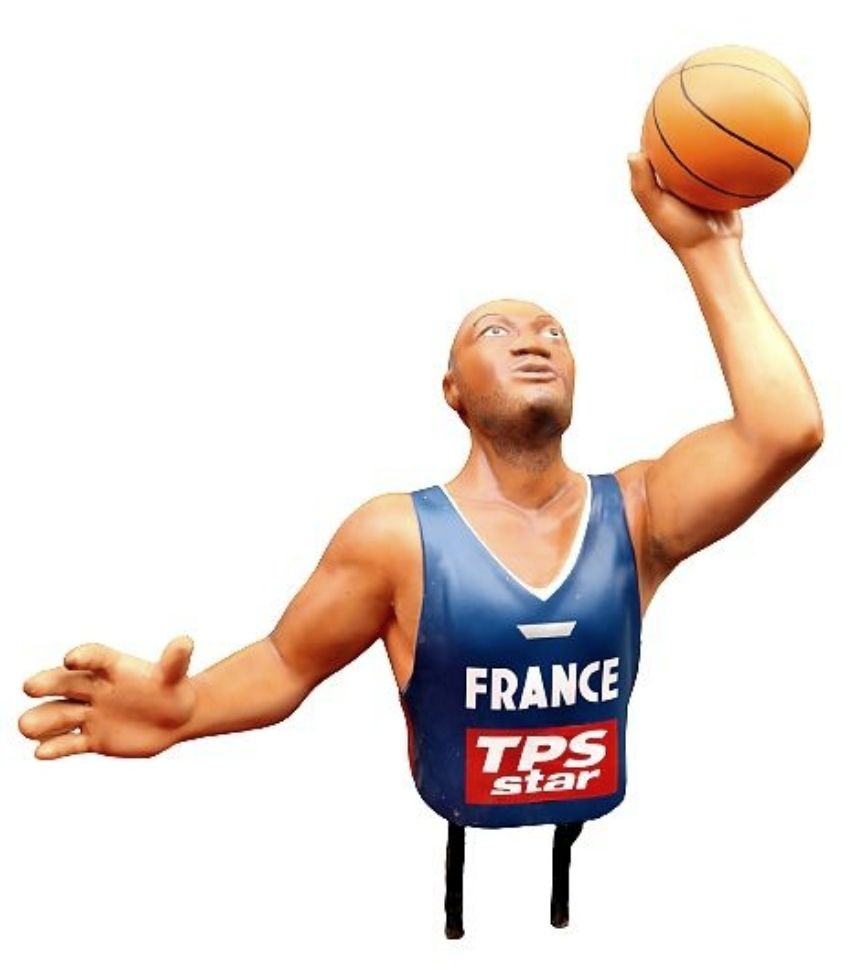 Rare et importante enseigne de basketteur en résine, "France TPS Star", 175X50