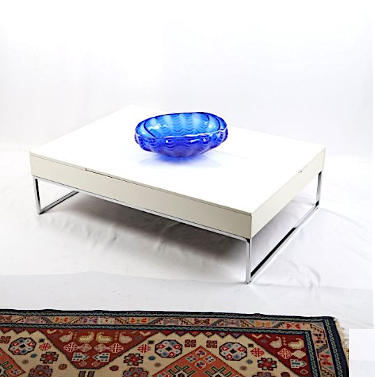 Null BO Concept, lacquered coffee table with leaves, metal base, 114X32