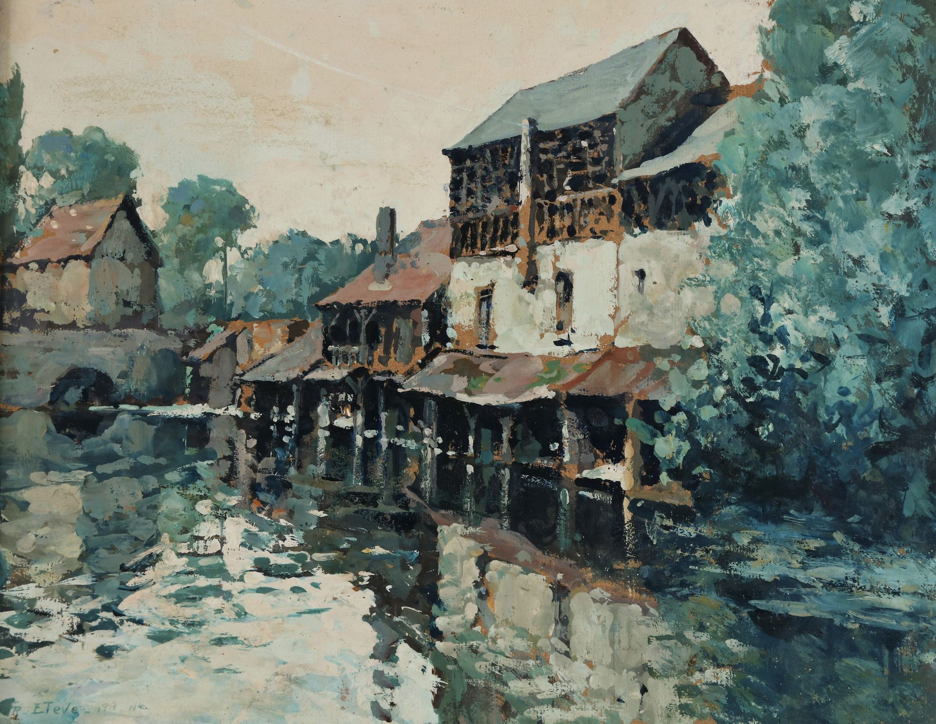 Null ETEVE Raoul (1902-1967), Chartes, the old Tanneries, gouache, sbg, 1957, 37&hellip;