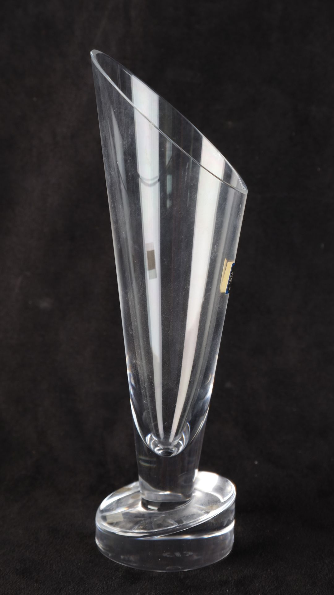 Null SEVRES, jarrón de cuerno de cristal soplado, altura 24 cm