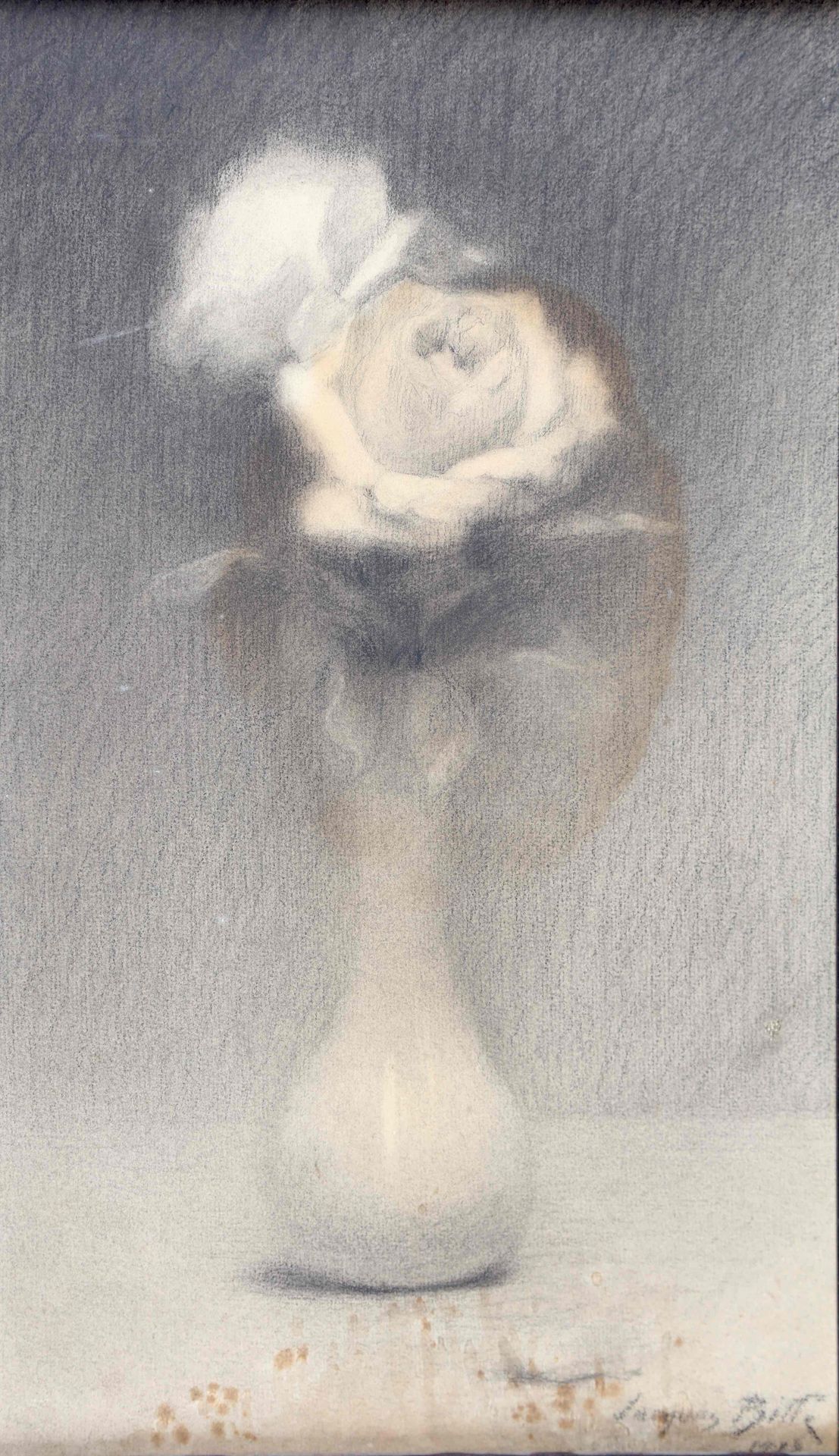 Null 
BILLE Jacques (1883-1943), bouquet de roses, fusain réhaussé, (rousseurs) &hellip;