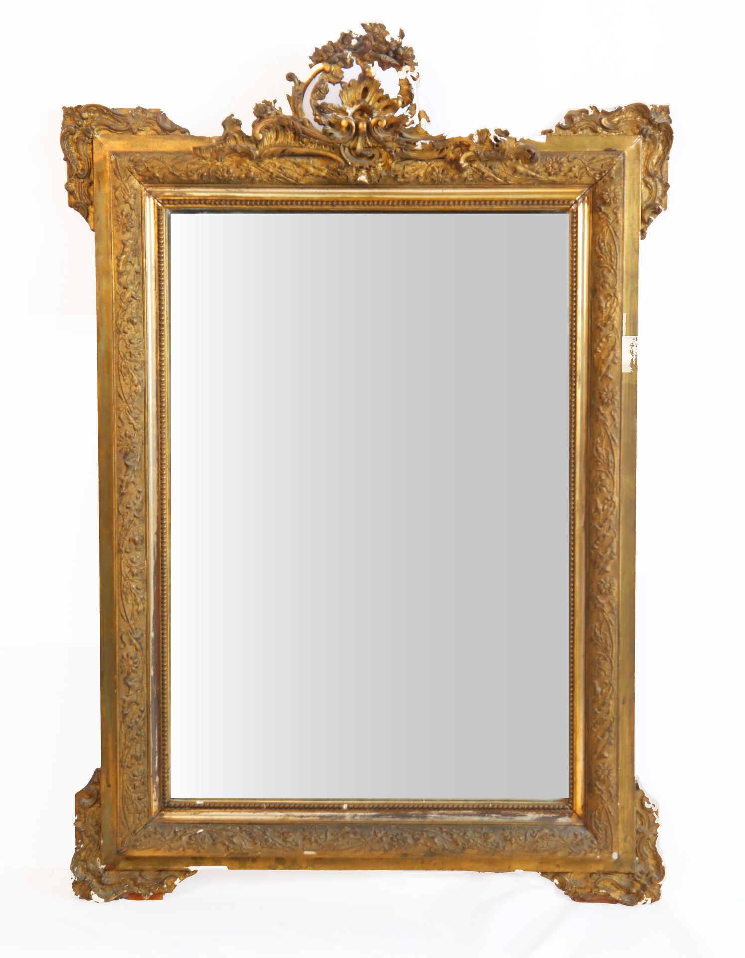 Null Mirror, gilded stucco, Louis XVI style, (small chips) 67X82