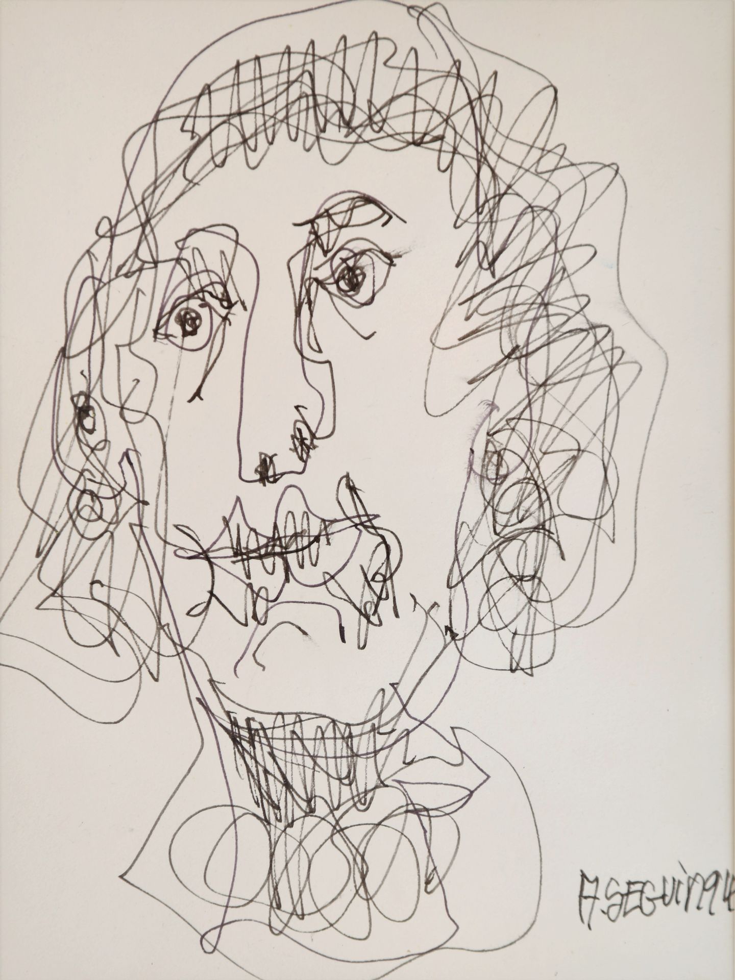 Null SEGUIN Adrien (1926 - 2005), , self-portrait, Indian ink on paper, sbd and &hellip;