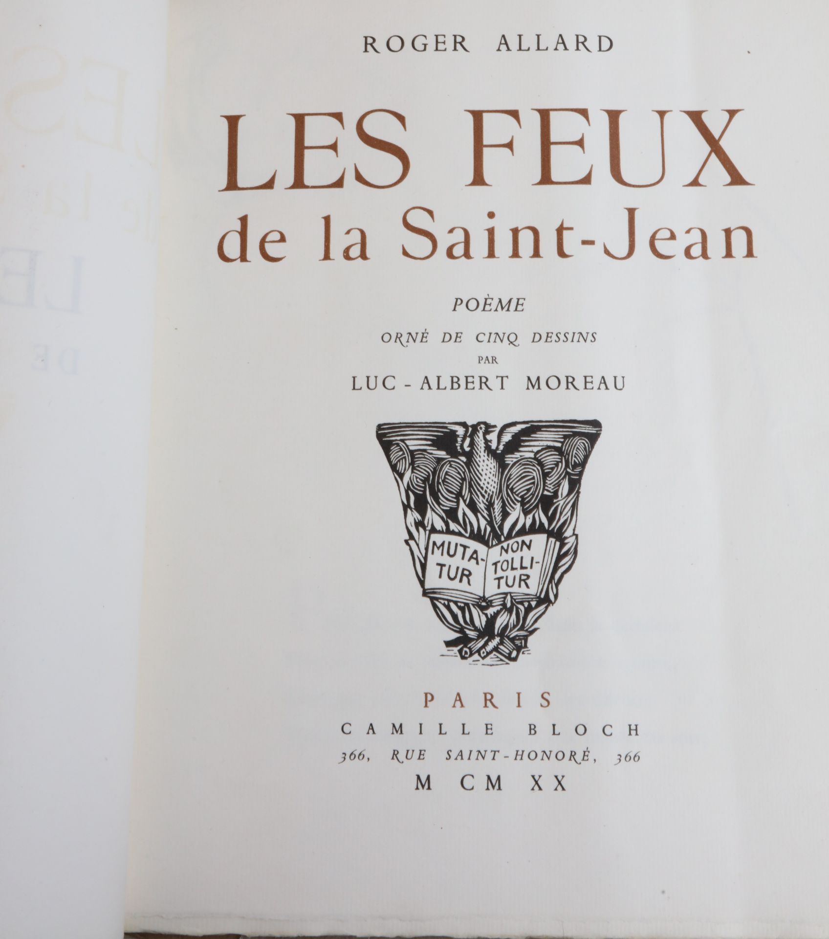 Null ALLARD Roger, les feux de la Saint-Jean, 5 gravures par Luc-Albert Moreau, &hellip;