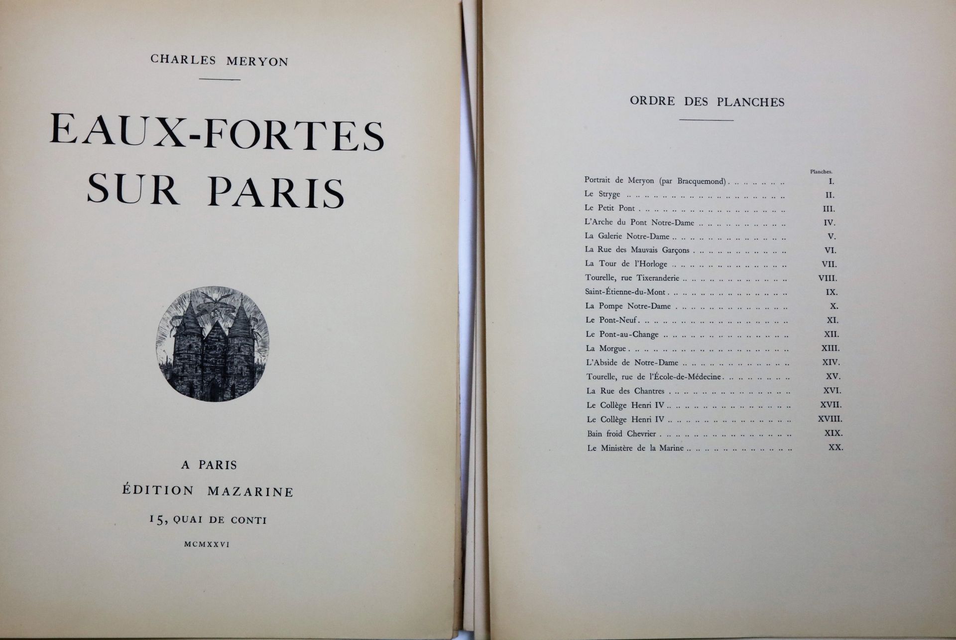 Null MERYON Charles, Eaux-fortes sur Paris, éd. Mazarine, 45X33. 1926 (Tafeln zu&hellip;