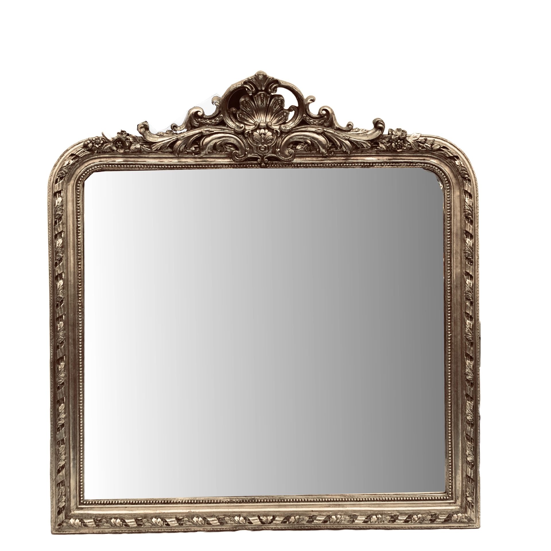 Null Grand miroir, style rocaille, finition argenté. 120X130