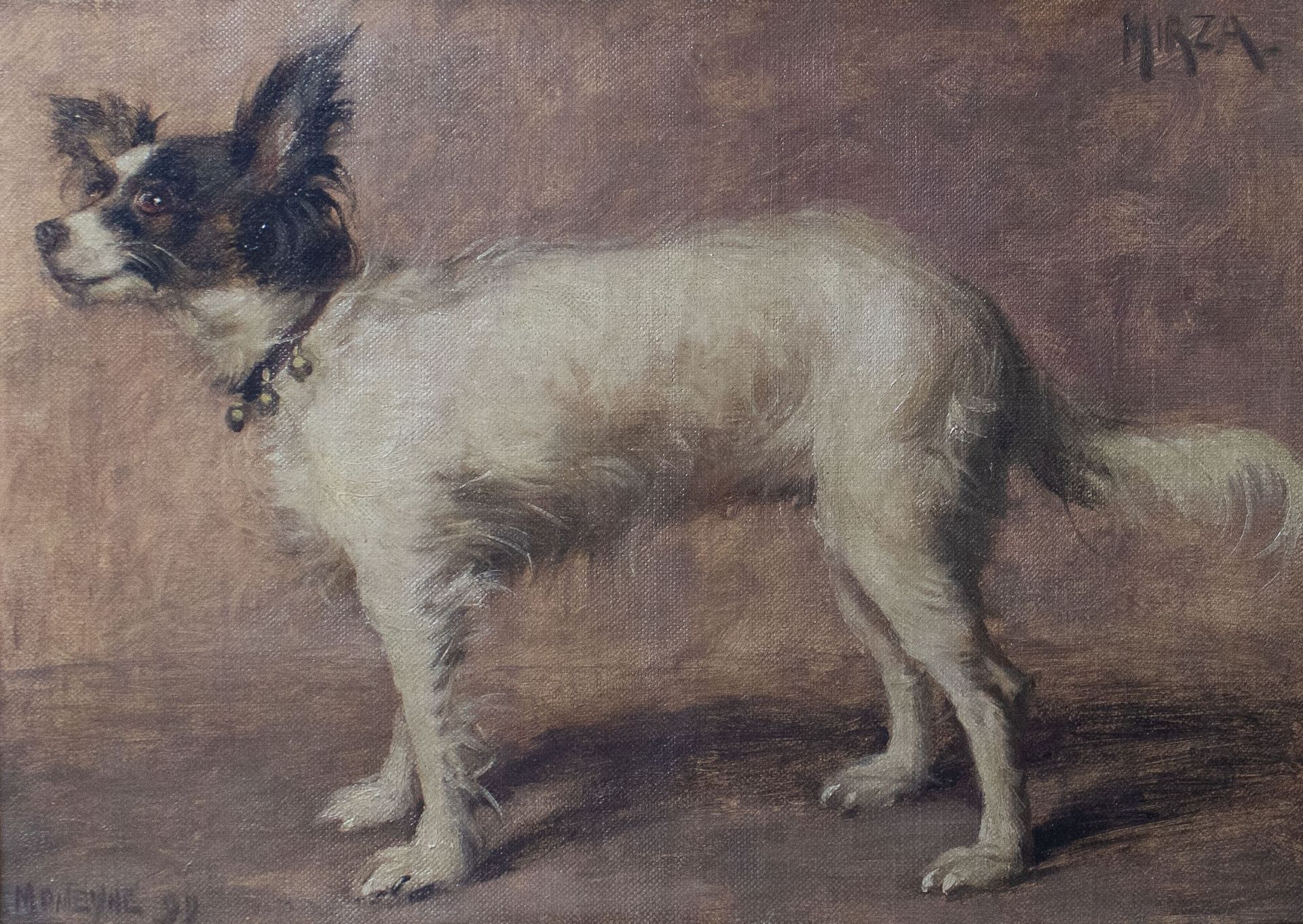 Belgian school 19th century Ritratto di un cane 'Mirza'. Olio su tela, firmato e&hellip;